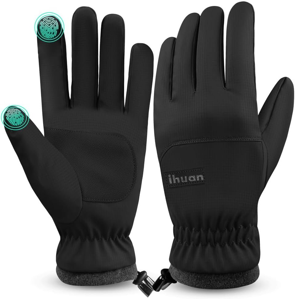 ihuan Winter Waterproof Ski Gloves Men Women, Snow Warm Cycling Cold Weather, Driving Biking Running
