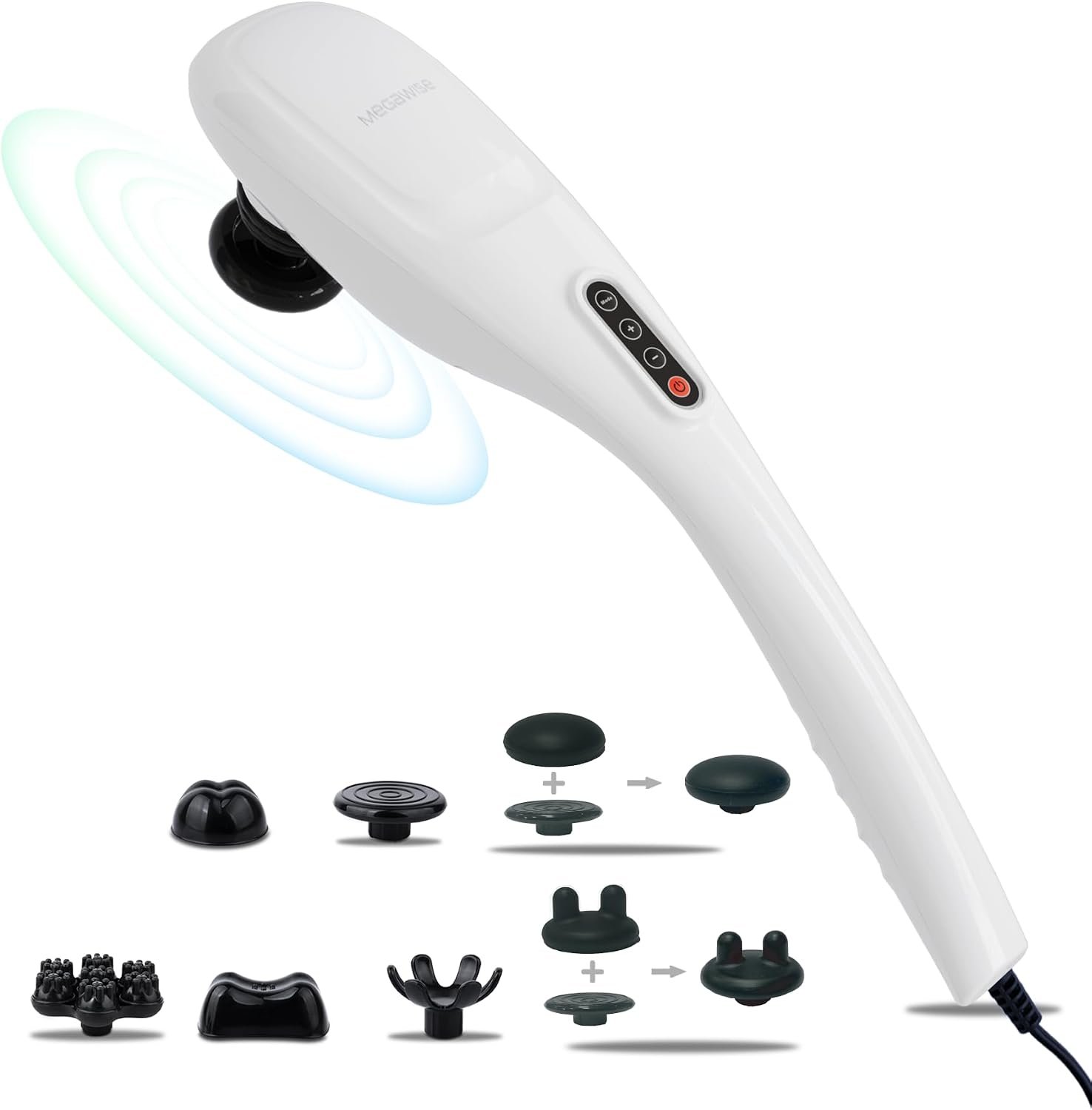 MEGAWISE Handheld Back Massager, Body Massager Adjustable Speed, Off-White