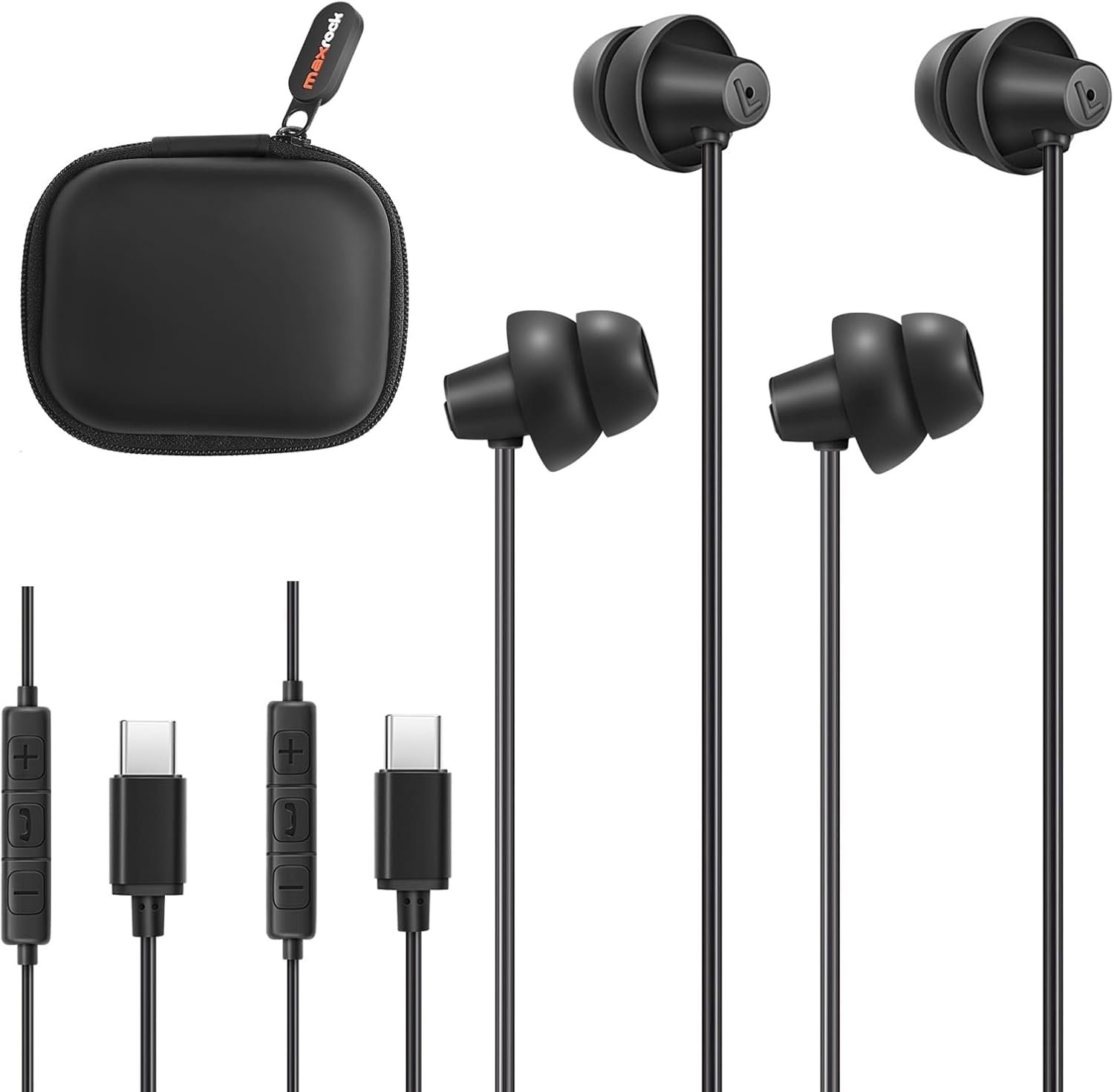 MAXROCK 2PCS Sleep Wired Headphones with USB C Plug