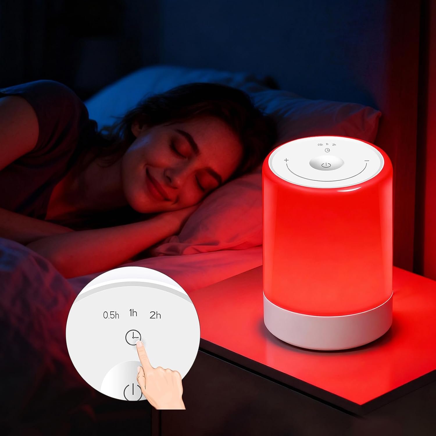 Red Light Therapy Sleep, Red Night Lights with 670nm Wavelength, Touch Control with 3 Distinct Color Modes, for Support Deep Relaxation and Improve Sleeping for Adult & Kid Bedroom, Gift