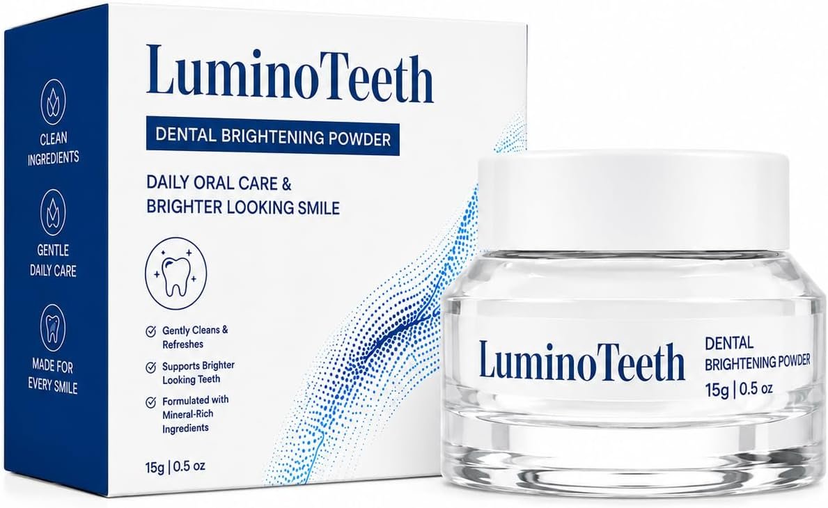 Official LUMINOTEETH Teeth Whitening Powder with Hydroxyapatite Removes Stains – No Sensitivity – Breath Freshener, Coffee Stain Remover -Strengthens Enamel & Gums