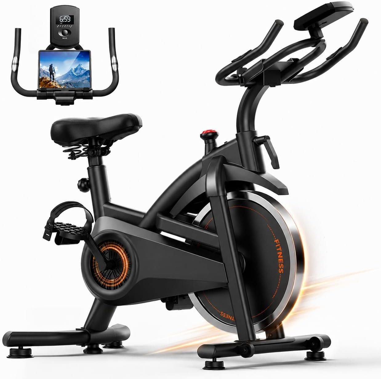 CURSOR FITNESS Exercise Bike, Stationary Bikes for Home Black