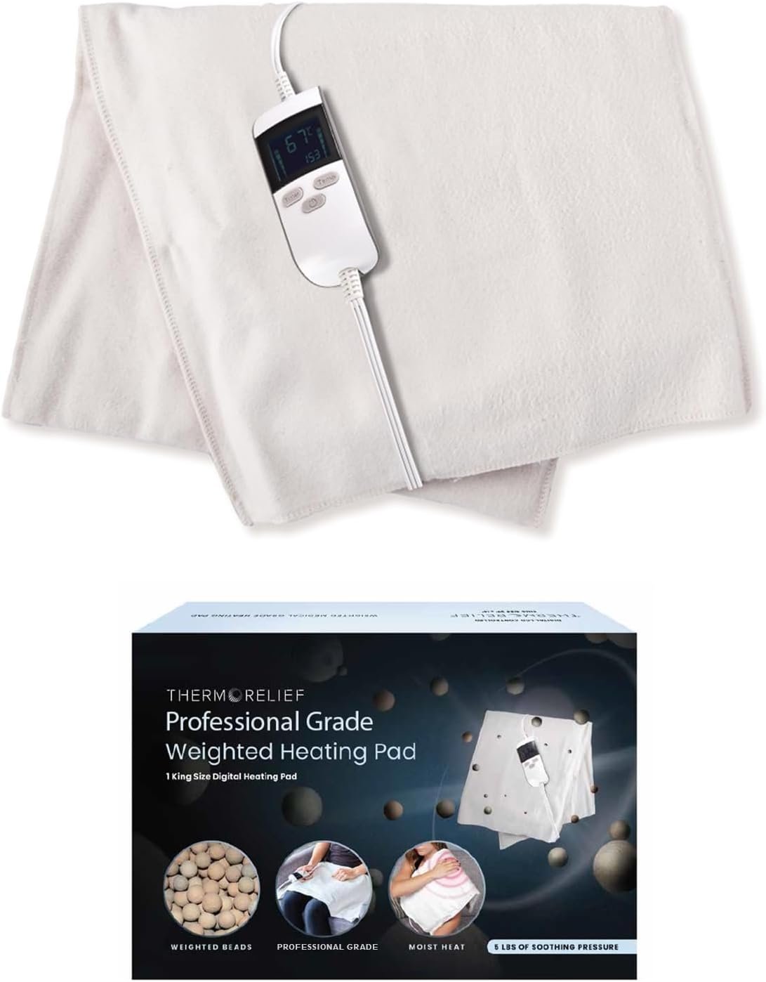 ThermoRelief Weighted Moist Heating Pad, Digital Timer, 5 lb, 26 x 14 in