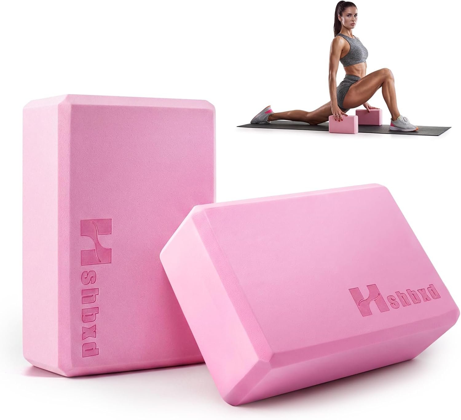 2 Pcs Yoga Blocks, High Density EVA Foam, Non-Slip, 9x6x3″