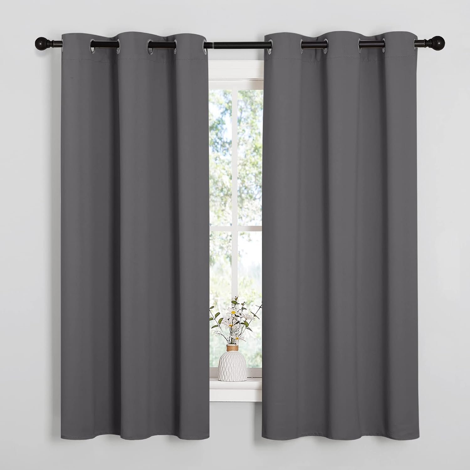 NICETOWN Grey Blackout Curtains for Bedroom 42″ Wide x 63″ Long 2 Panels