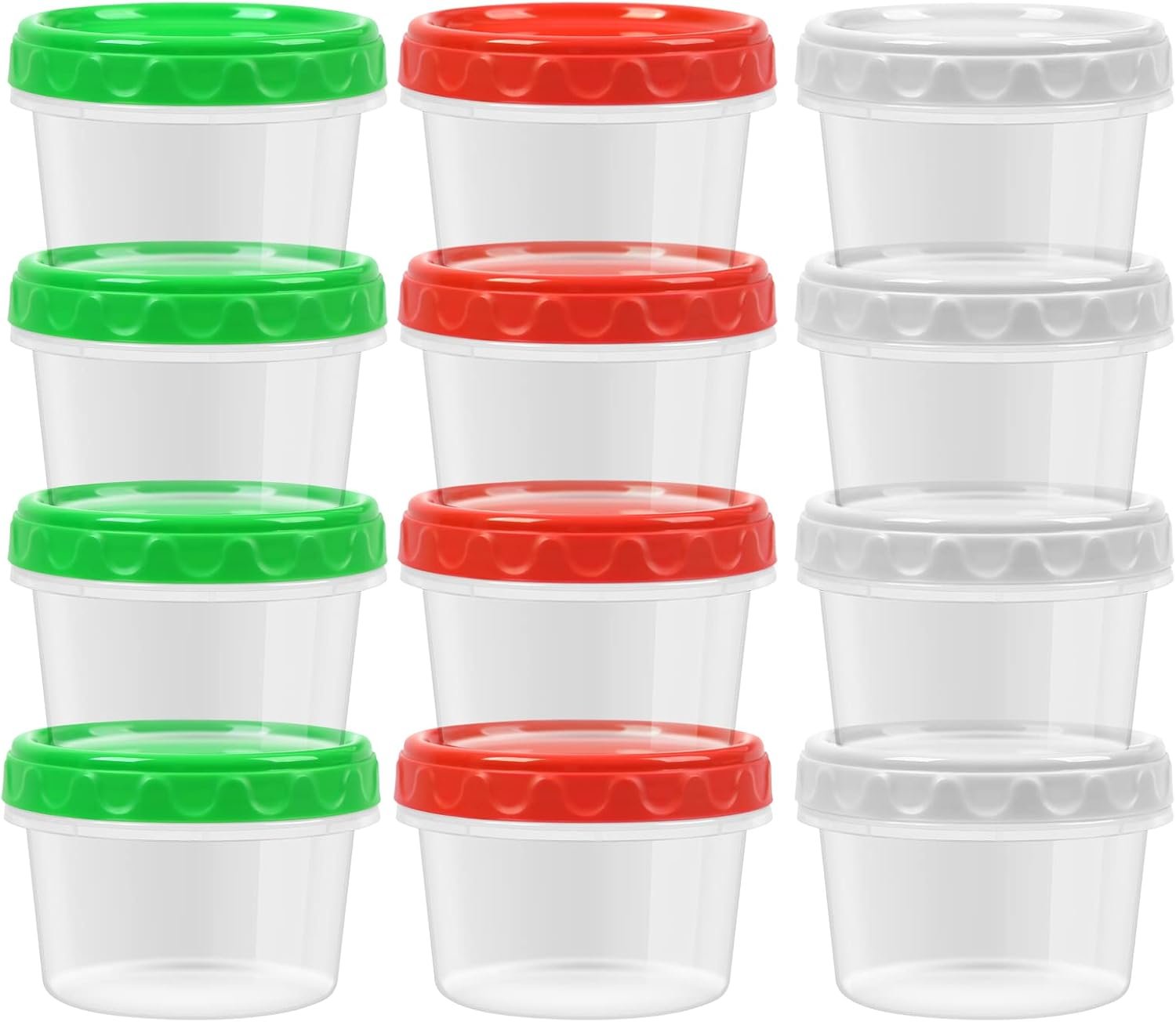 8oz Small Plastic Freezer Food Containers with Lids, 1 Cup, 12pcs