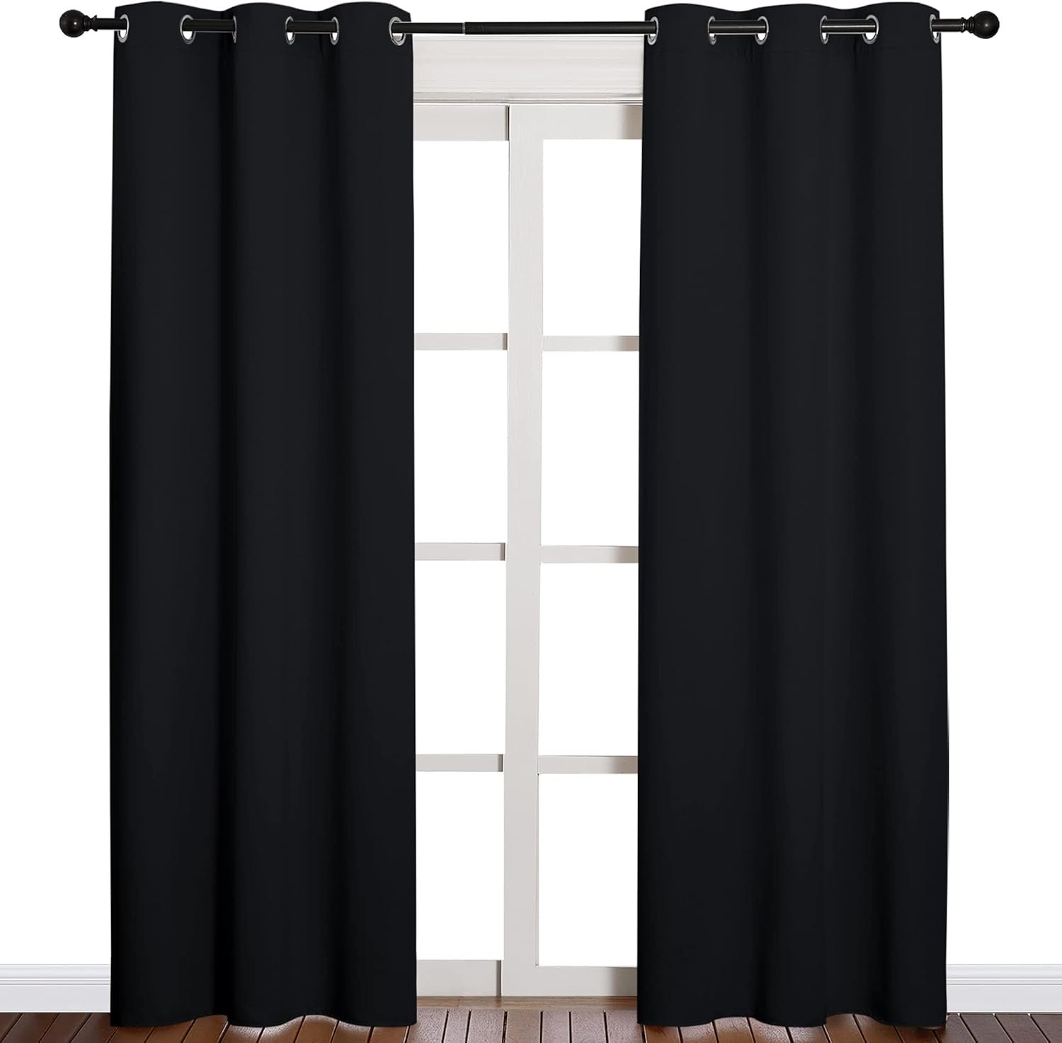 NICETOWN Black Blackout Curtains for Living Room 42 x 84 inches 2 Panels