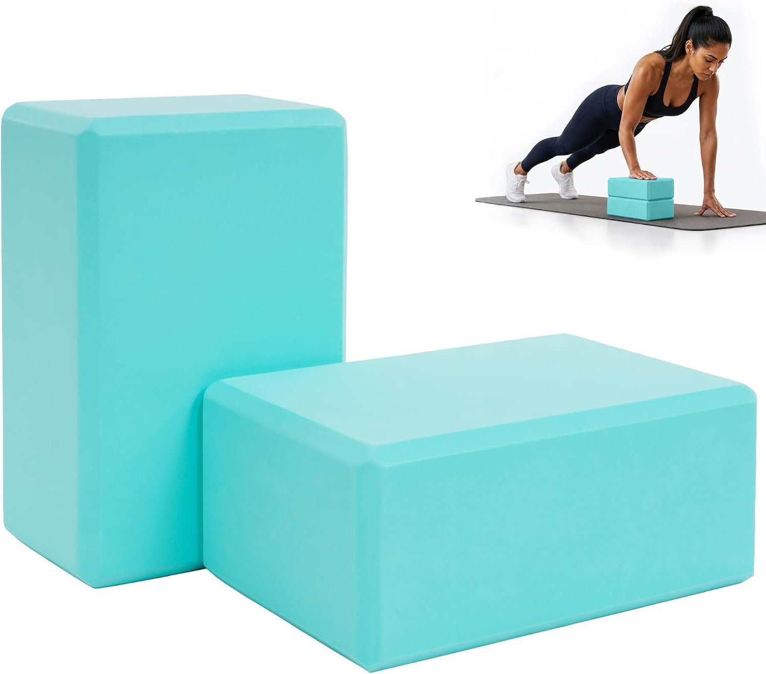 Fitvids Yoga Block – Supportive Latex-Free Eva Foam – Soft Non-Slip Surface with Beveled Edges for Yoga, Pilates, Meditation