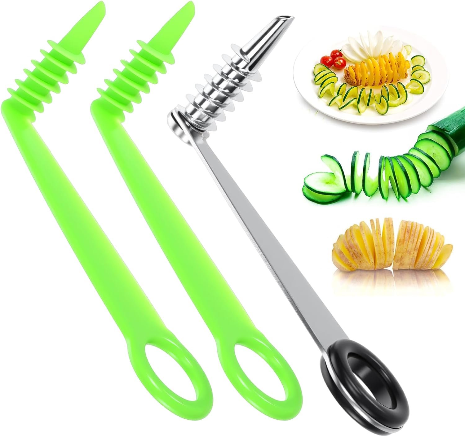 WLLHYF 3 Pcs Spiral Potato Cutters, Vegetable Spiralizer Cutter, Portable