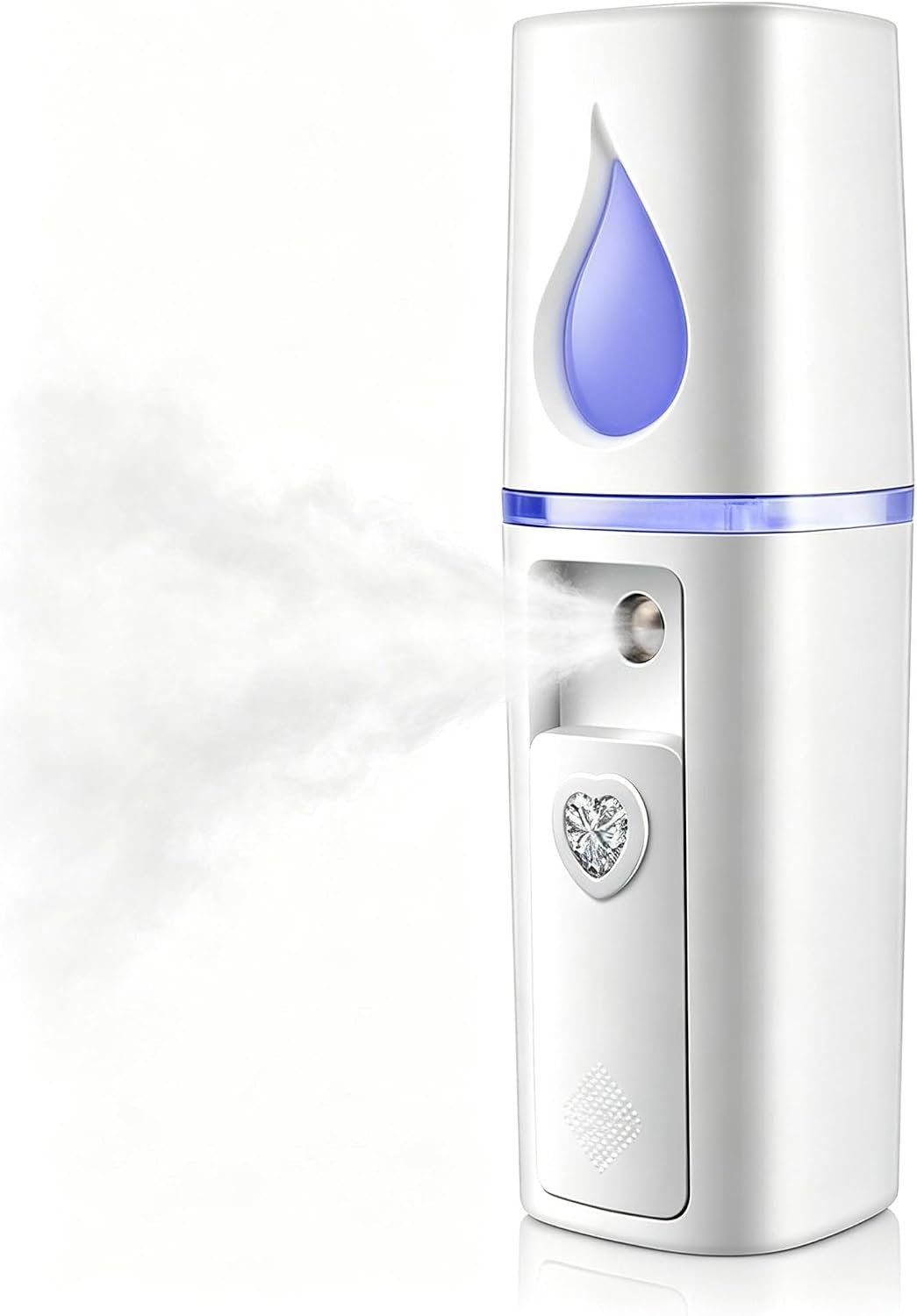 Portable Nano Facial Mister Mini Facial Steamer Atomization Eyelash Extensions with Mirror & 20ml Visual Water Tank (All White)