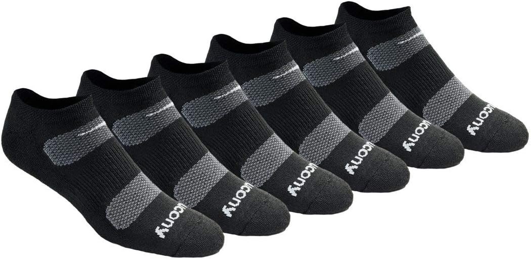 Saucony Men’s RunDry Mesh Ventilating Comfort Fit Performance No-Show Socks, Available in M-XXL (6, 12, 18 Pairs)