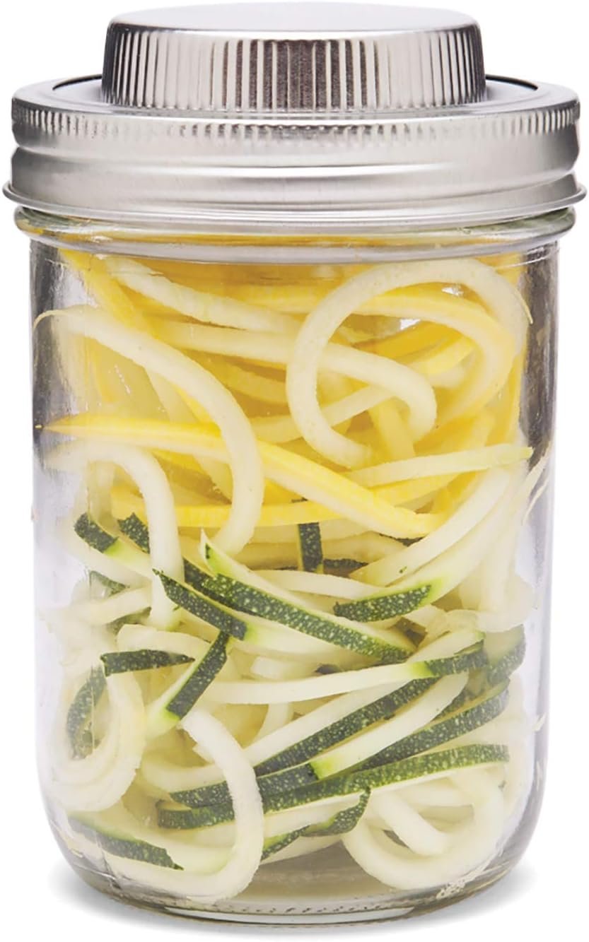 Jarware 3 in 1 Mason Jar Veggie Spiralizer Lid, Wide Mouth, Stainless Steel