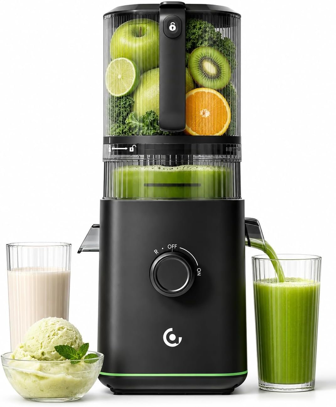 AMZCHEF Cold Press Juicer, 6.0″ Whole Fruit Self-Feeding Slow Juicer