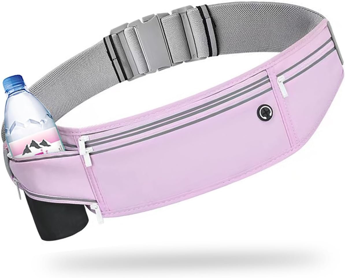 Slim Running Belt for Women Men,Runners Fanny Pack Phone Holder,Money Belt,Running Gear Accessories,with 3 Pockets (Jet Purple)