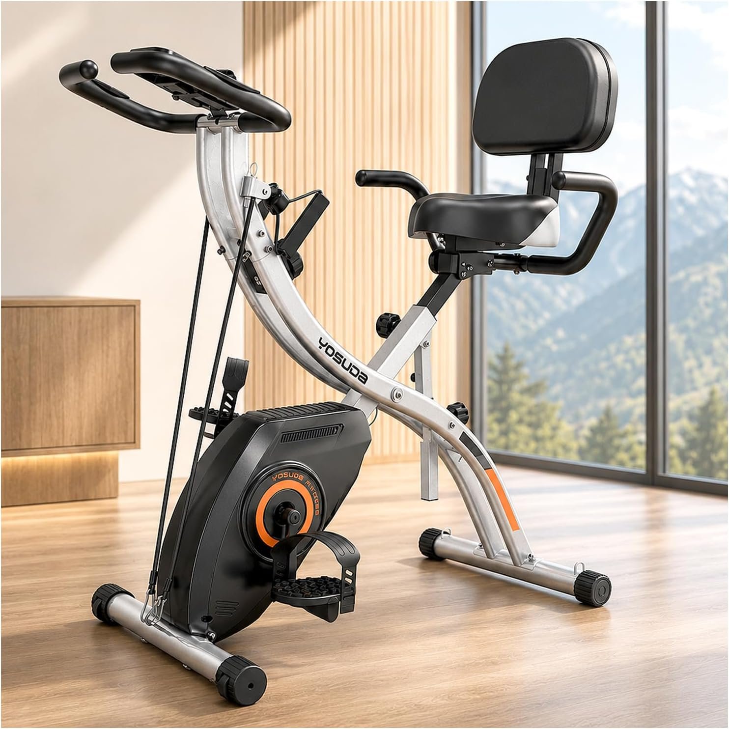 YOSUDA Folding Exercise Bike, 5 IN 1 Foldable Stationary Bike for Seniors