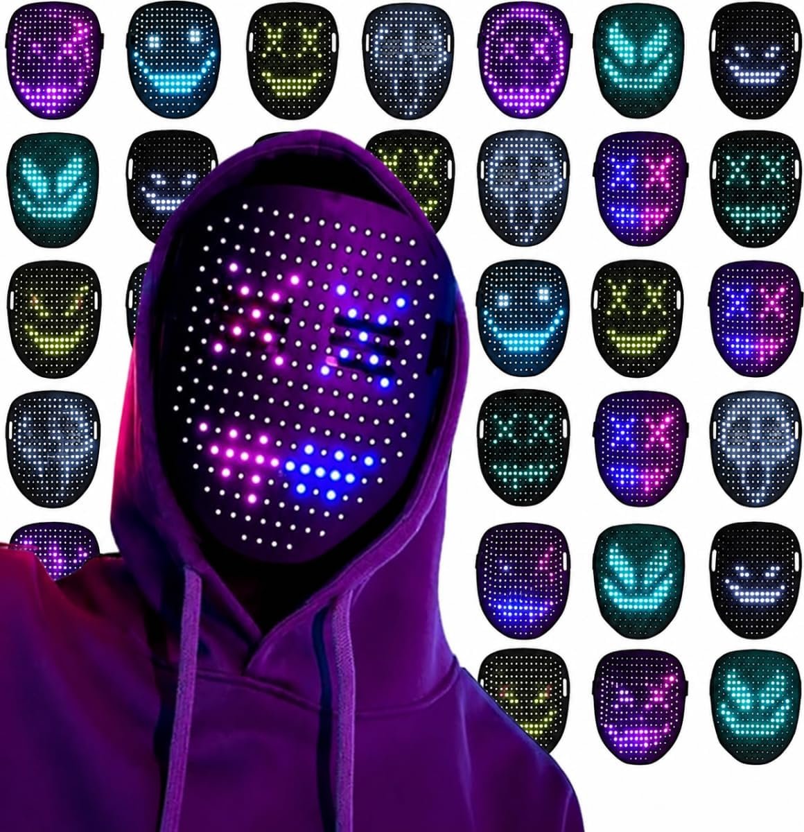 gesture-sensing Led multi-changeable masks light up the face-changing masks for Halloween and Christmas masqueradeballs、halloween mask
