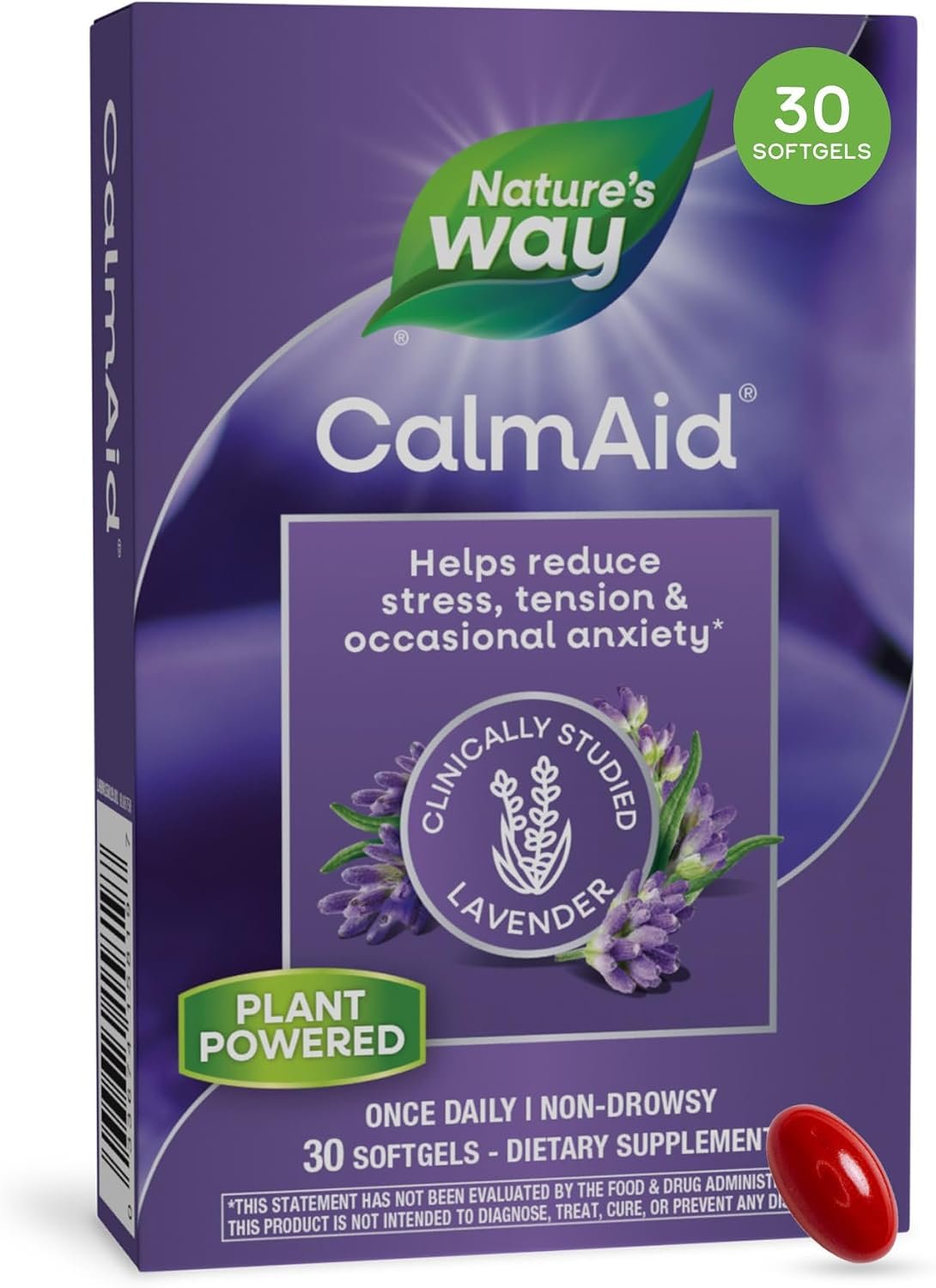 Nature’s Way CalmAid Lavender Oil Supplement, Calm & Stress Support*, 30 ct