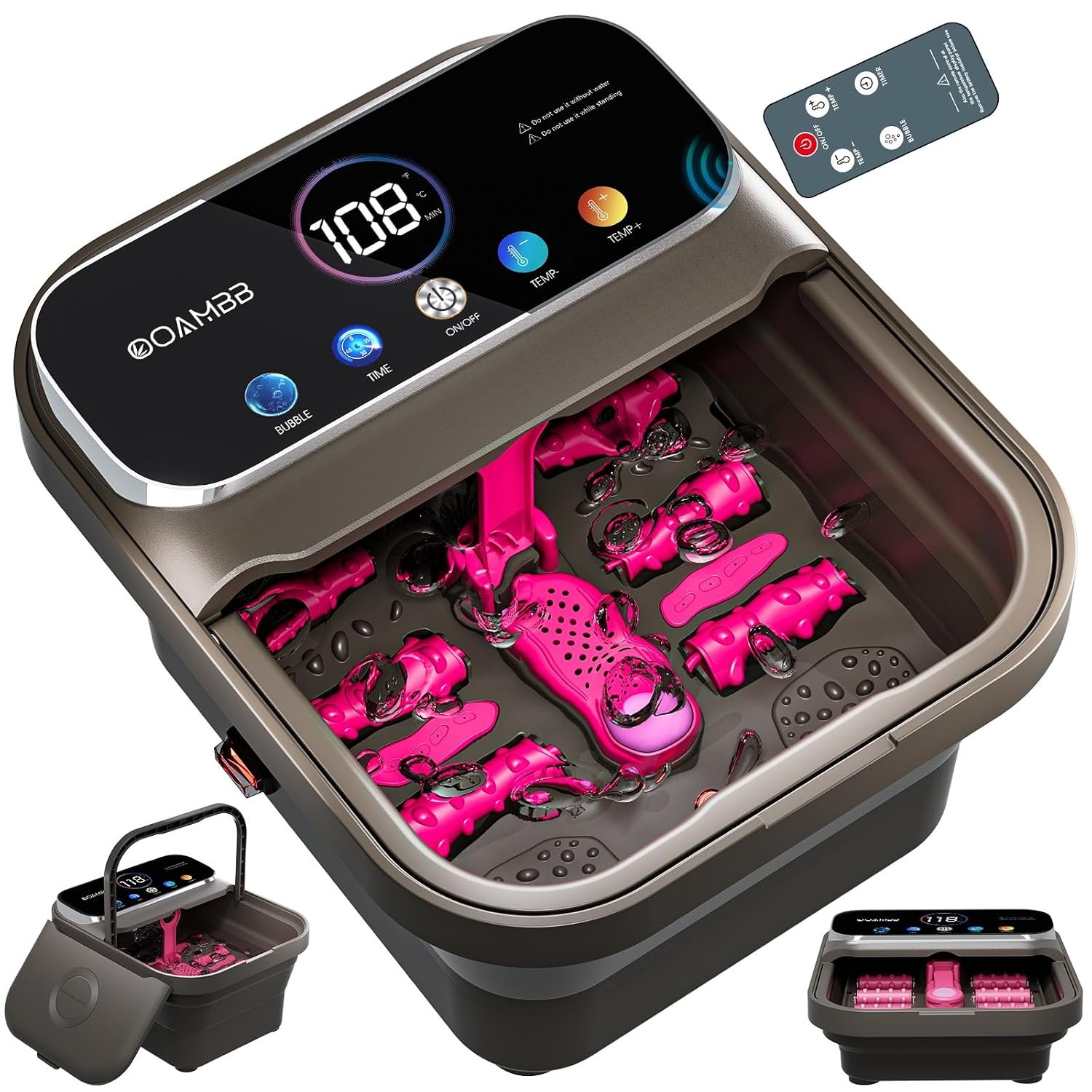 Collapsible Foot Spa Bath with Remote Control,Heat,Bubble,Timer