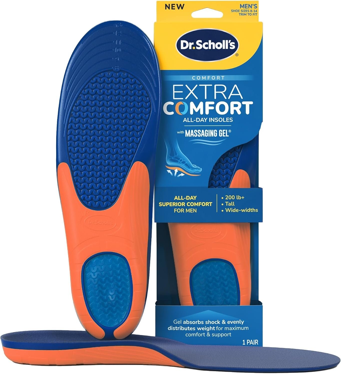 Dr. Scholl’s Extra Comfort Support Insoles Men, Shoe Inserts, 1 Pair