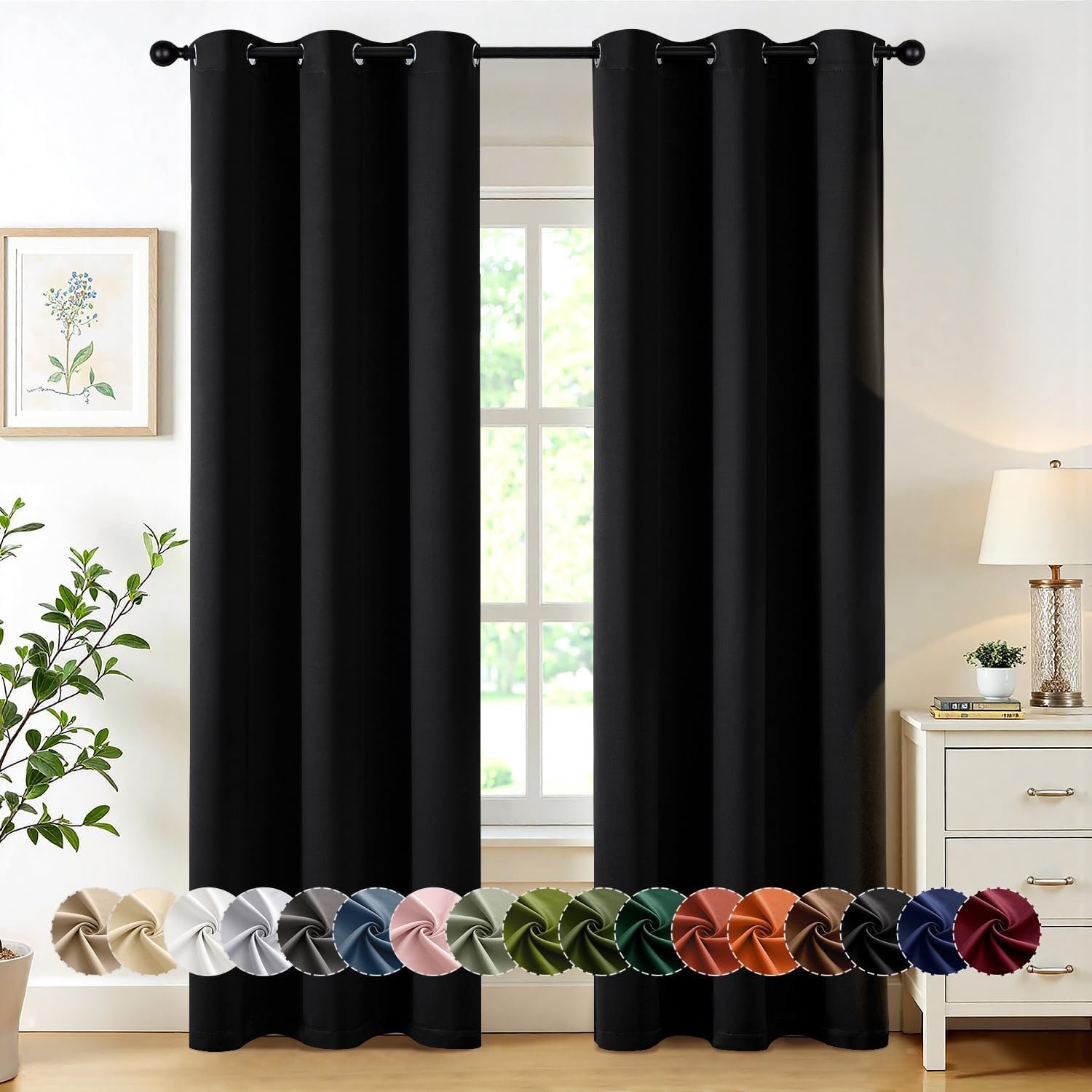 MIULEE Blackout Curtains for Bedroom 2 Panels 40 x 84 Inch Long Black