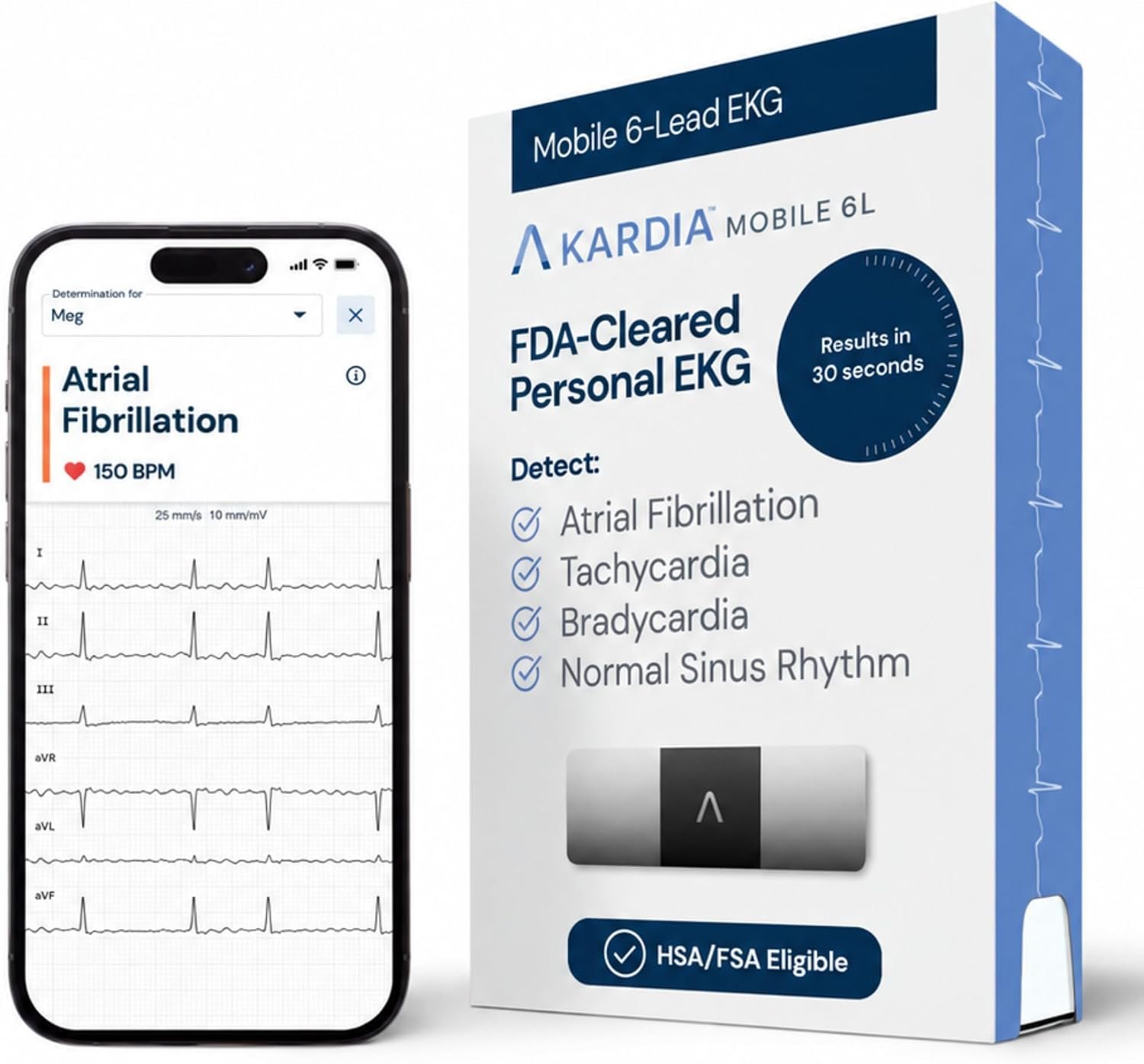 KardiaMobile 6L 6-lead EKG Heart Monitor, Medical-grade accuracy, HSA&FSA