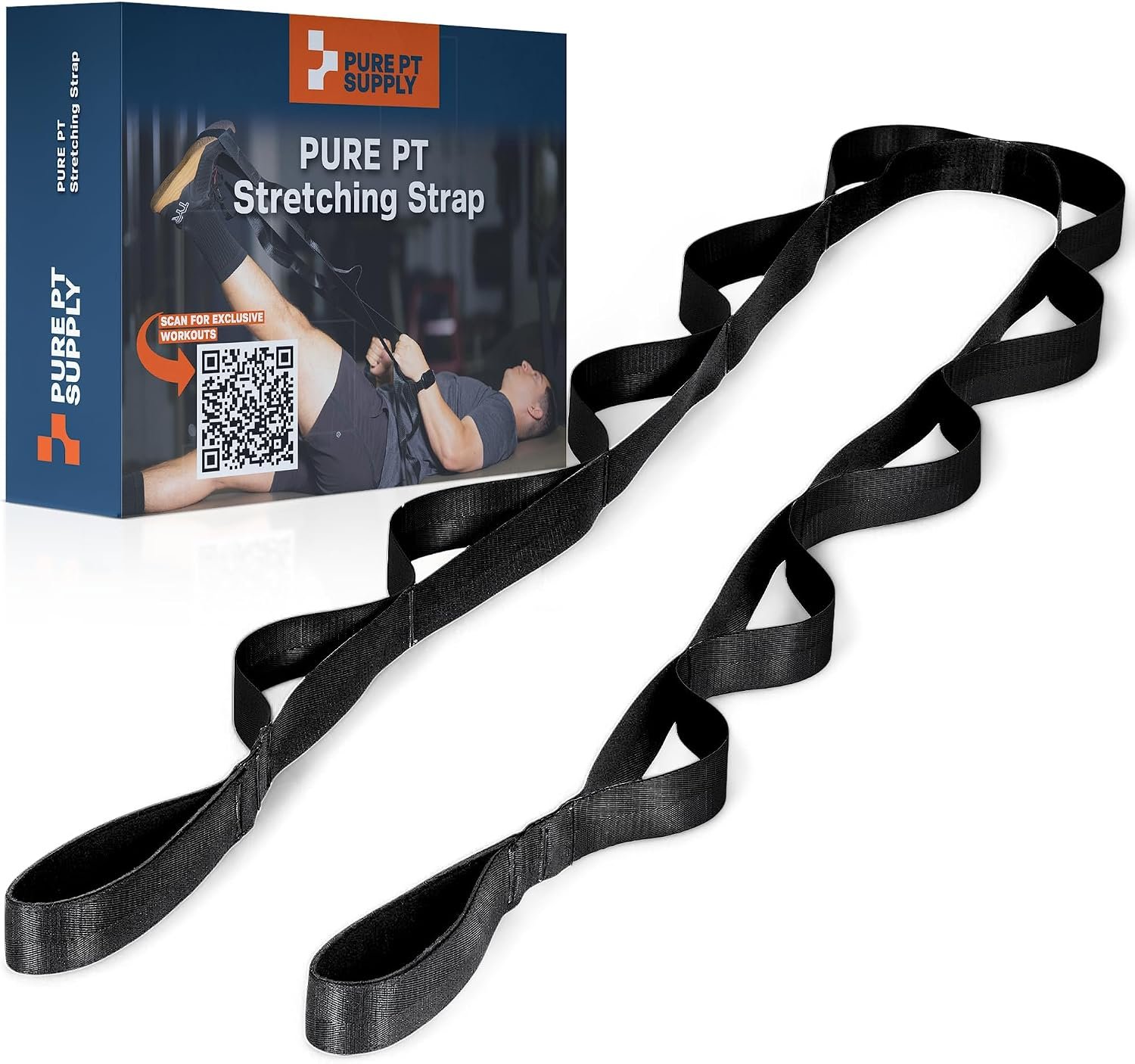 Premium Stretching Strap, 10 Loops, Non-Elastic Stretch Strap, Yoga Strap