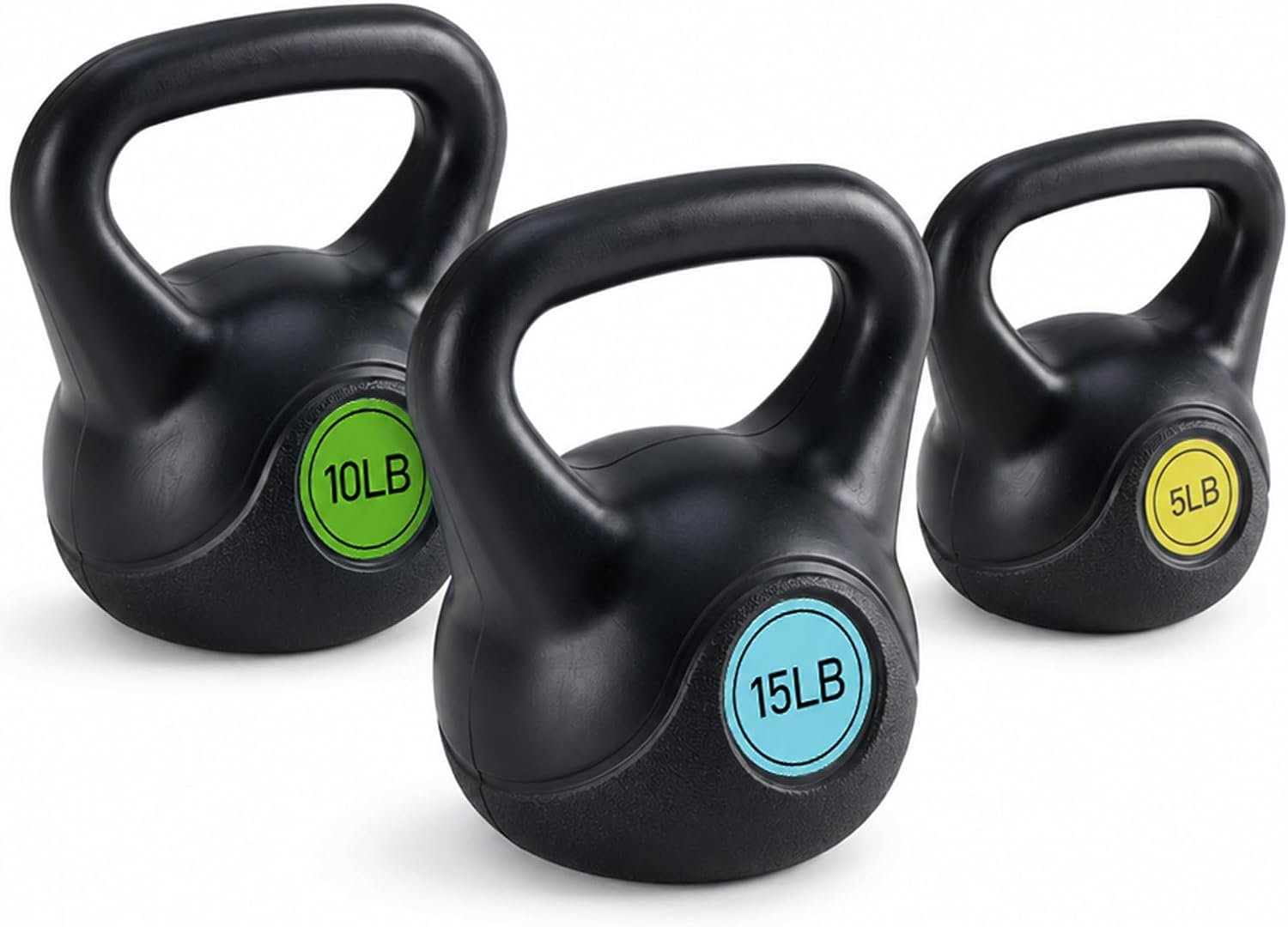 30/45/50 LB Kettlebell Sets, 5lb, 10lb, 15lb & 20lb HDPE Coated Concrete Kettlebells, Kettlebells for Women & Men, 3 Piece Kettle Bell for Full Body Strength Training, Home Gym Workouts