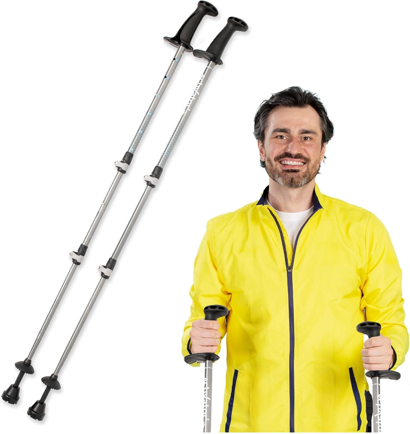 Urban Poling ACTIVATOR® 2 Walking Poles – 1 Pair – CoreGrip™ for Stability, Weight-Bearing, Recovery & Core Strength – Adjustable, Collapsible, Lightweight, Compact & Ideal for Travel or 6FT+ Users