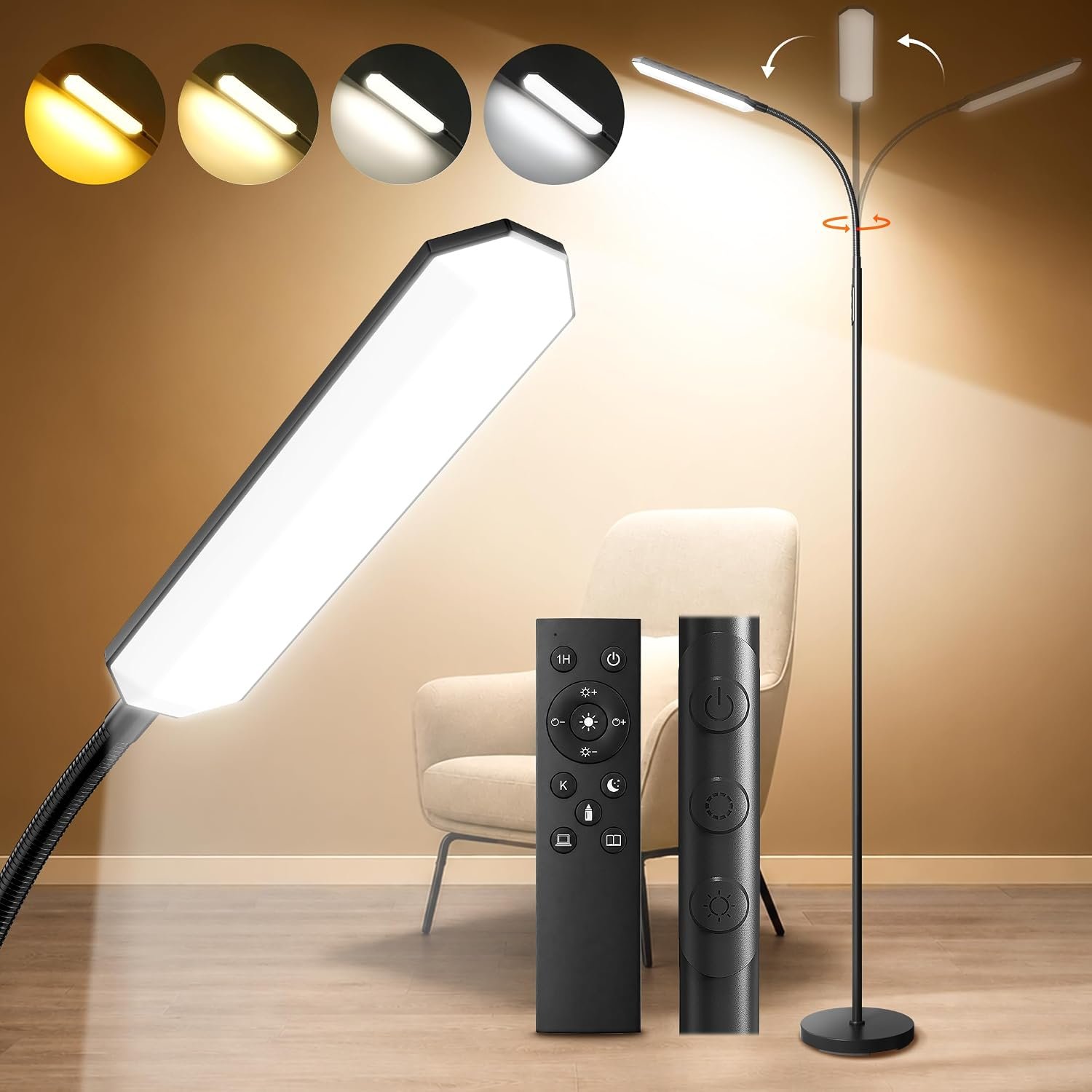 Light Therapy Lamp, 15000 Lux Happy Lamp, UV-Free Sun Lamp