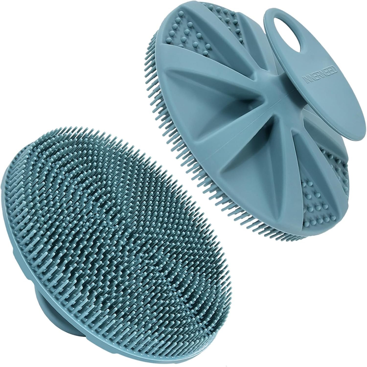 INNERNEED Food-Grade Soft Silicone Body Scrubber Shower Brush, Dark Green