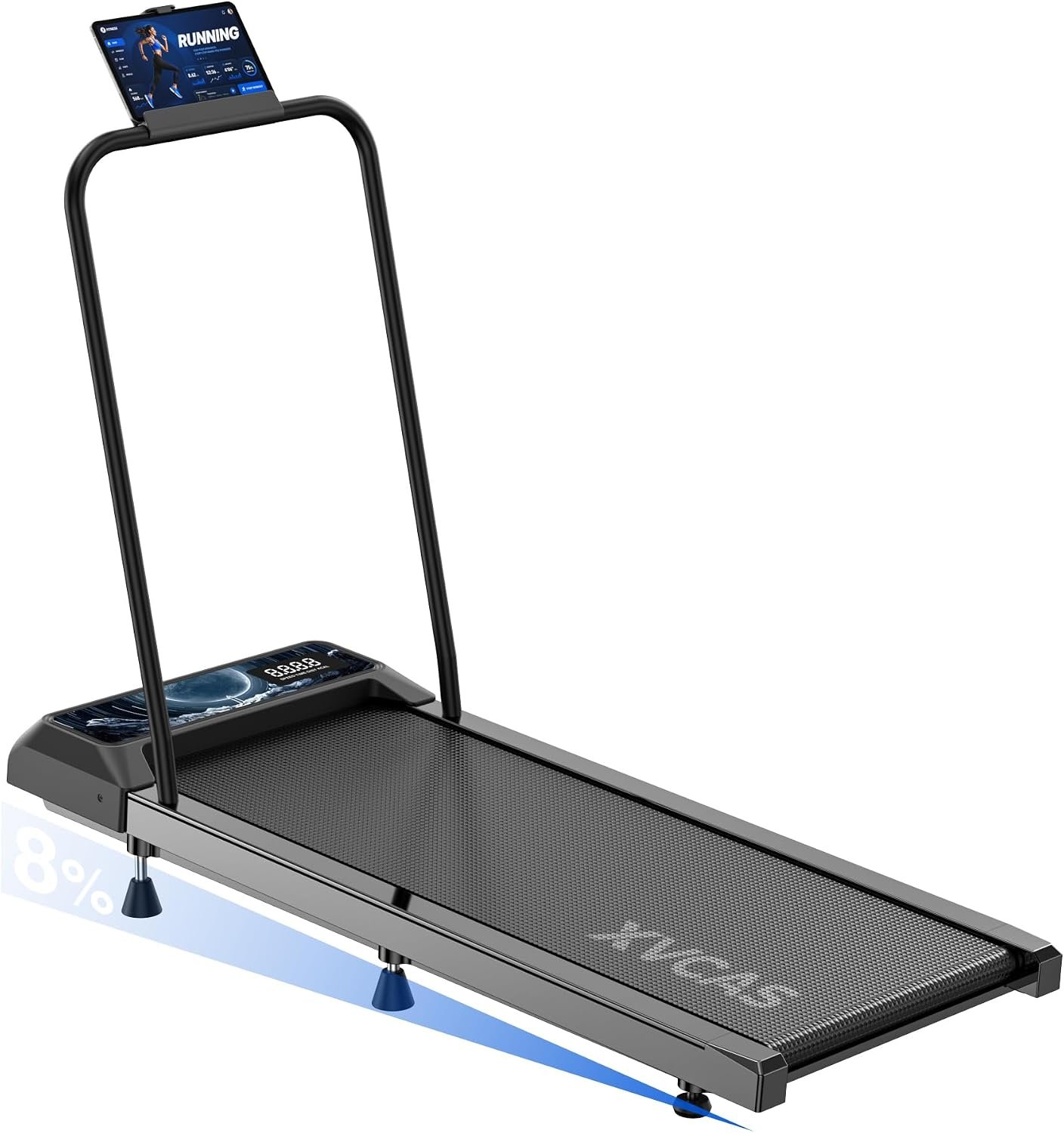 Walking Treadmill Pad with 0-8% Incline ，2.5HP 270 lbs，LED Display ，Compact Design—Fits Perfectly in Any Corner，Suitable for Home and Office Use Compact Treadmill