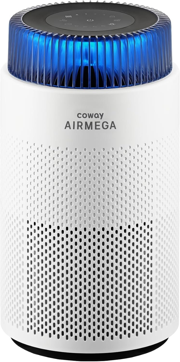 COWAY Air Purifiers for Home up to 810 ft², HEPA and Carbon Filter for Smoke, Allergies, Pet Dander, Odor, AQI Monitor, Auto Mode, Timer, Filter Indicator, Night Light, 2yr Warranty, Airmega 100 White