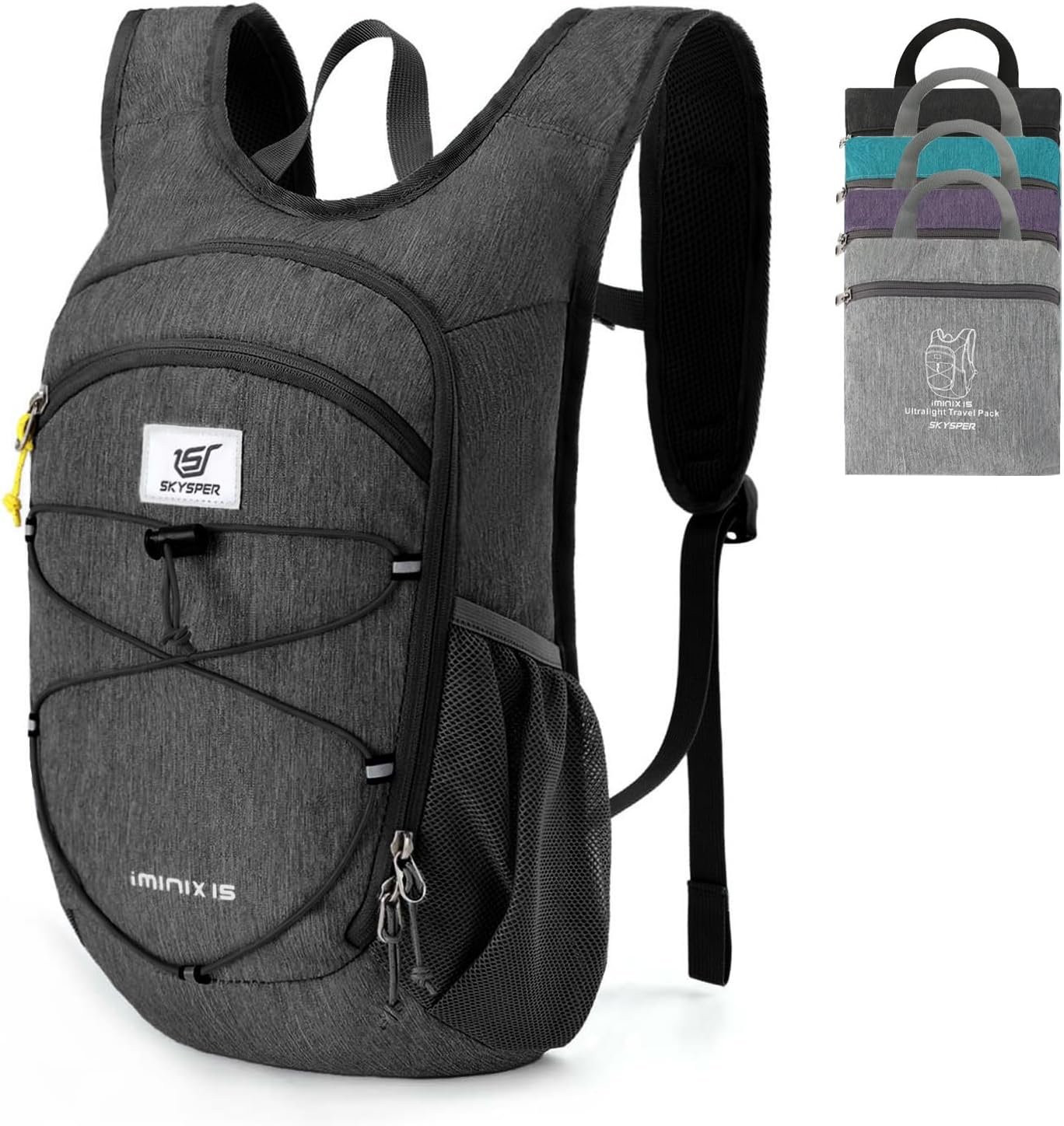 SKYSPER 15L/20L Foldable Hiking Backpack Lightweight Packable Travel Daypack with Chest Strap Small Folding Pack for Walking