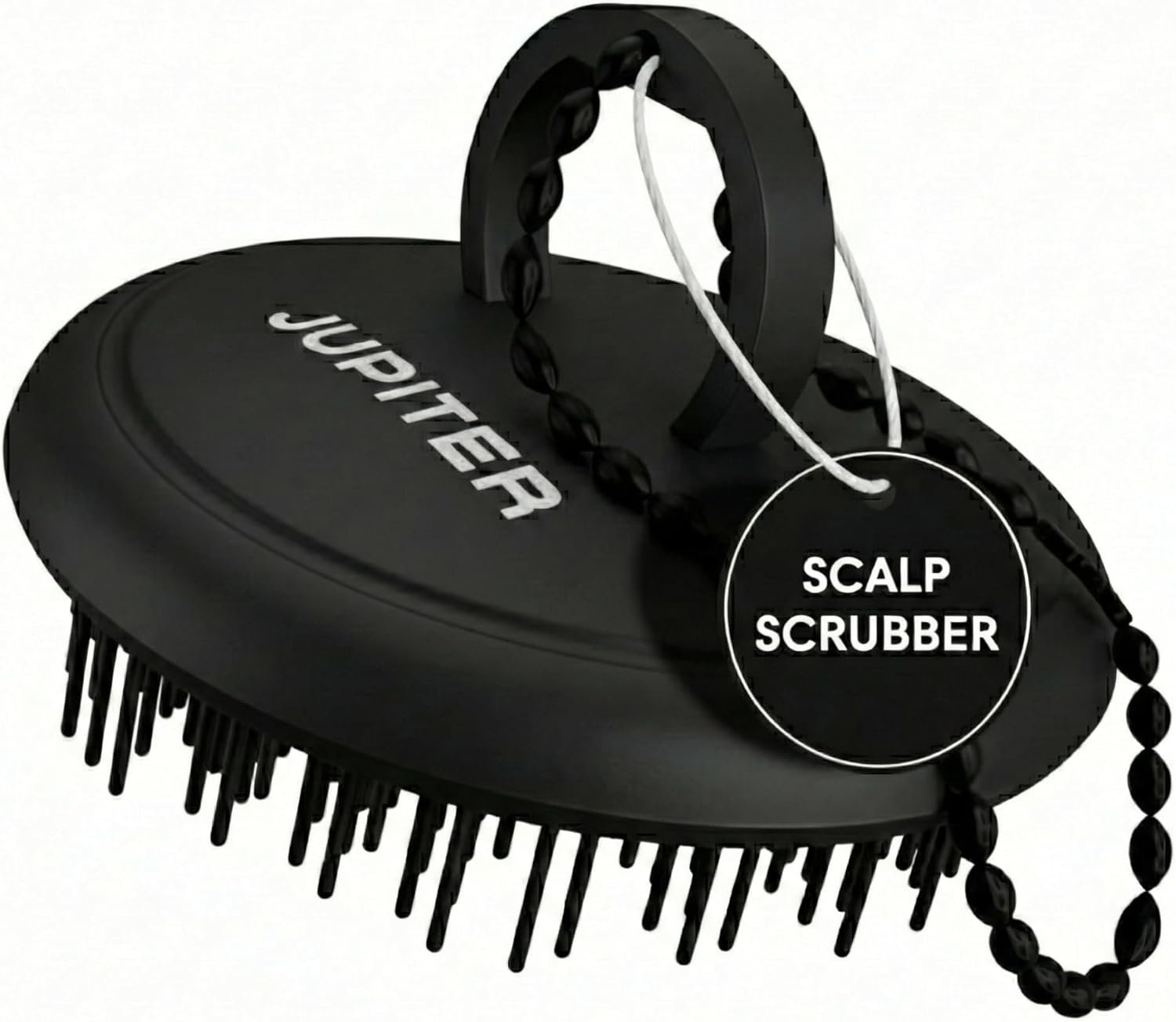 Jupiter Scalp Exfoliator – Scalp Massager Tool for Wet & Dry Hair – Ergonomic Detangler Brush – Dandruff Comb & Scrub to Remove Dandruff & Buildup and Support Circulation – Black
