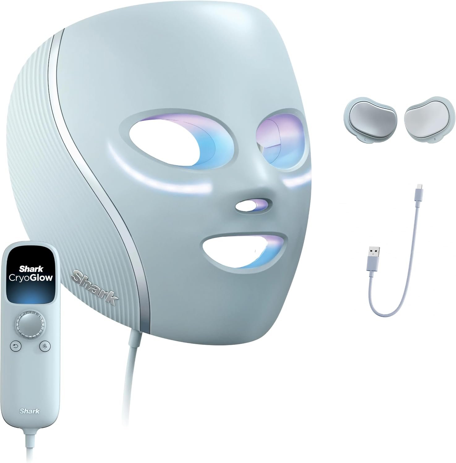 Shark CryoGlow LED Face Mask, Red Light Therapy, Under-Eye Cooling, FW312
