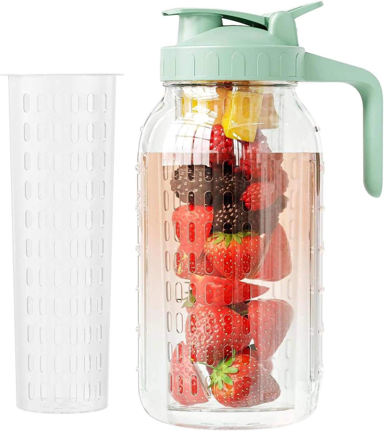 Glass Mason Jar Pitcher, 64 oz Wide Mouth Jug