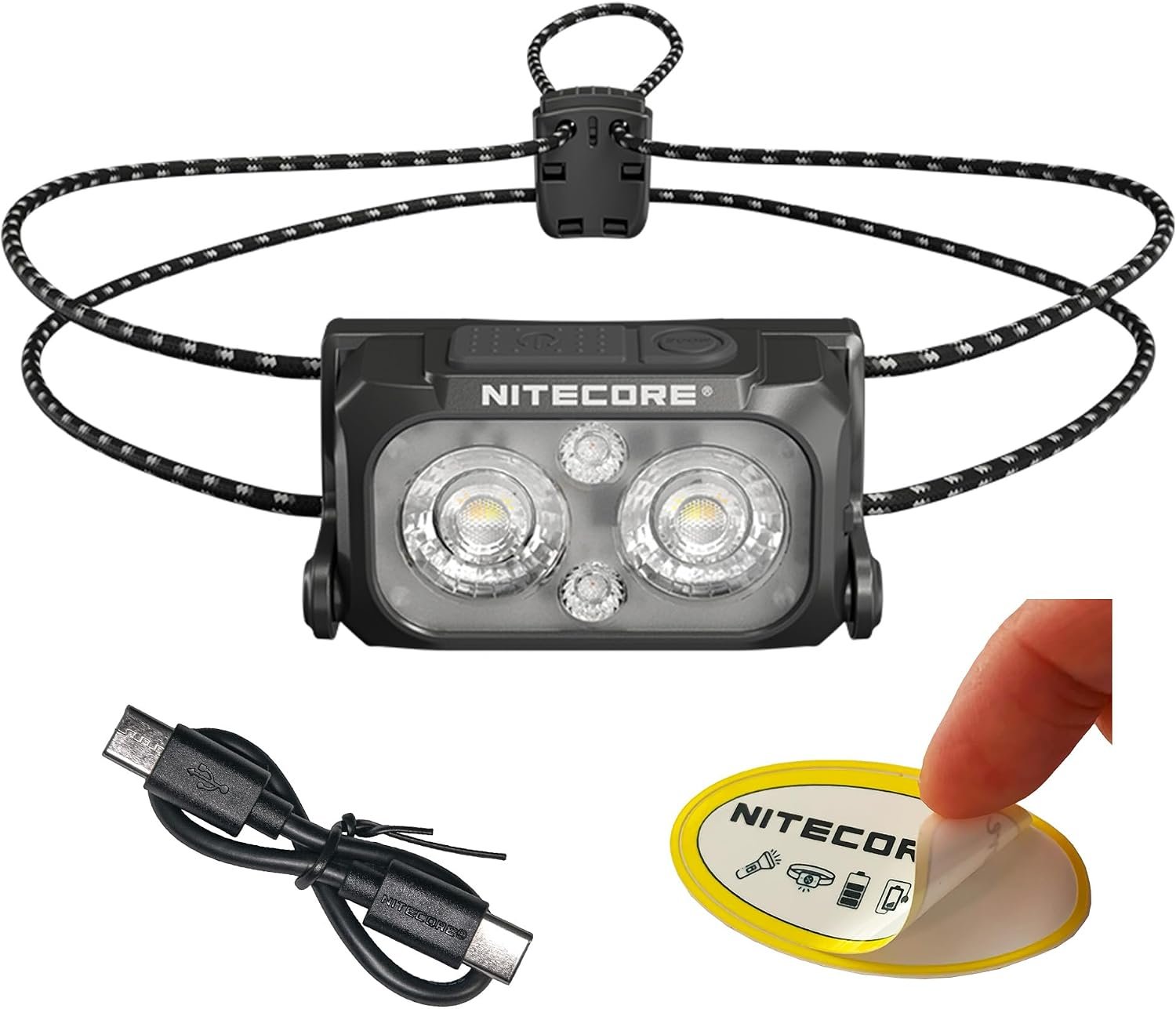Nitecore NU25 UL 400 Lumens Ultra Lightweight Headlamp, USB-C Rechargeable Sticker for Back Packing, Camping and Running