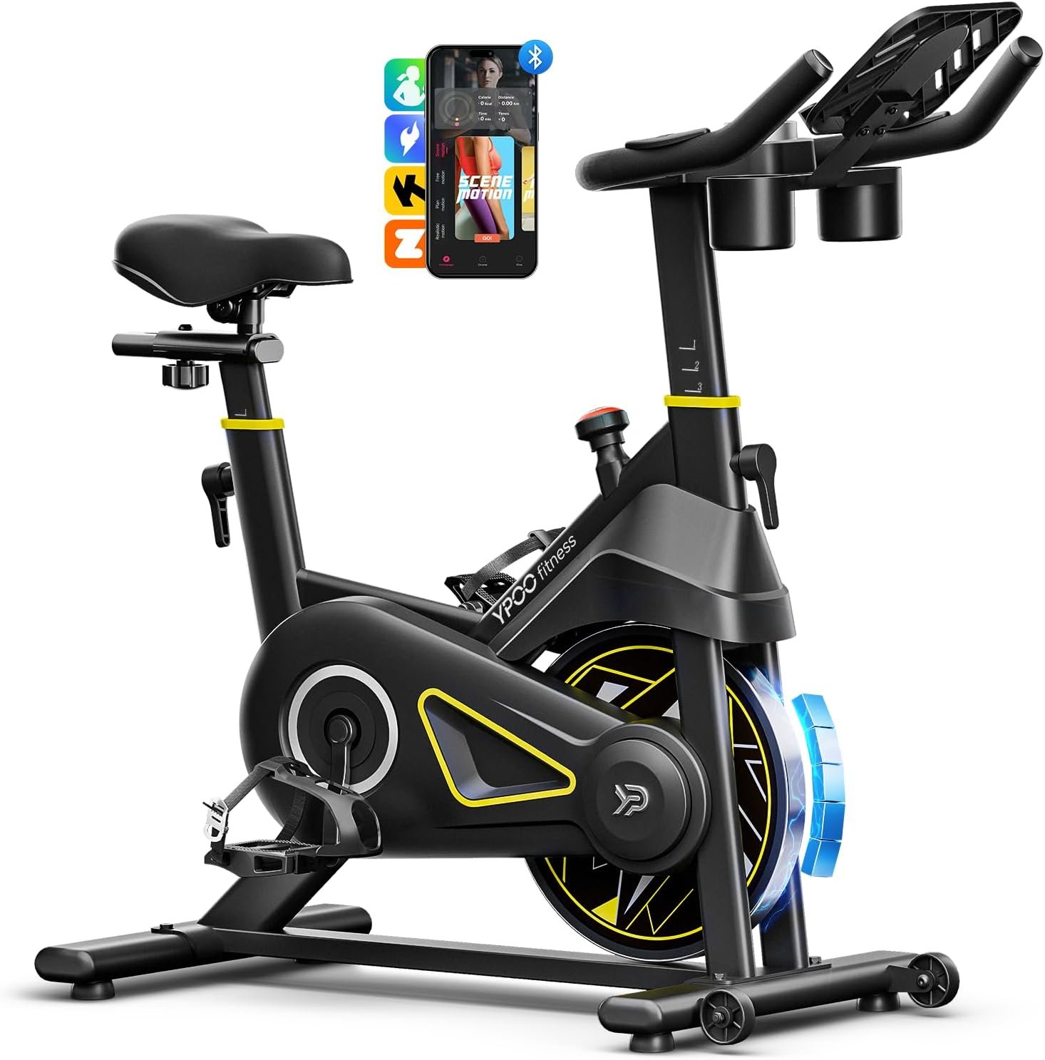 YPOO Exercise Bike Adjustable Magnetic Resistance 330LBS,APP Courses