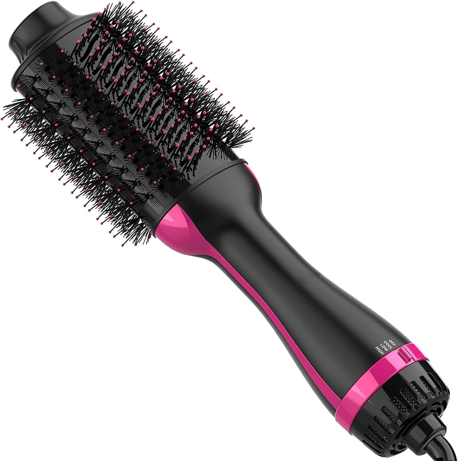 Dimecano Hair Dryer Brush, 4 in 1 One Step Hair Dryer and Styler Volumizer, Professional Hot Air Brush with Negative Ion Anti-frizz Blowout for Drying, Straightening, Salon, Black Pink