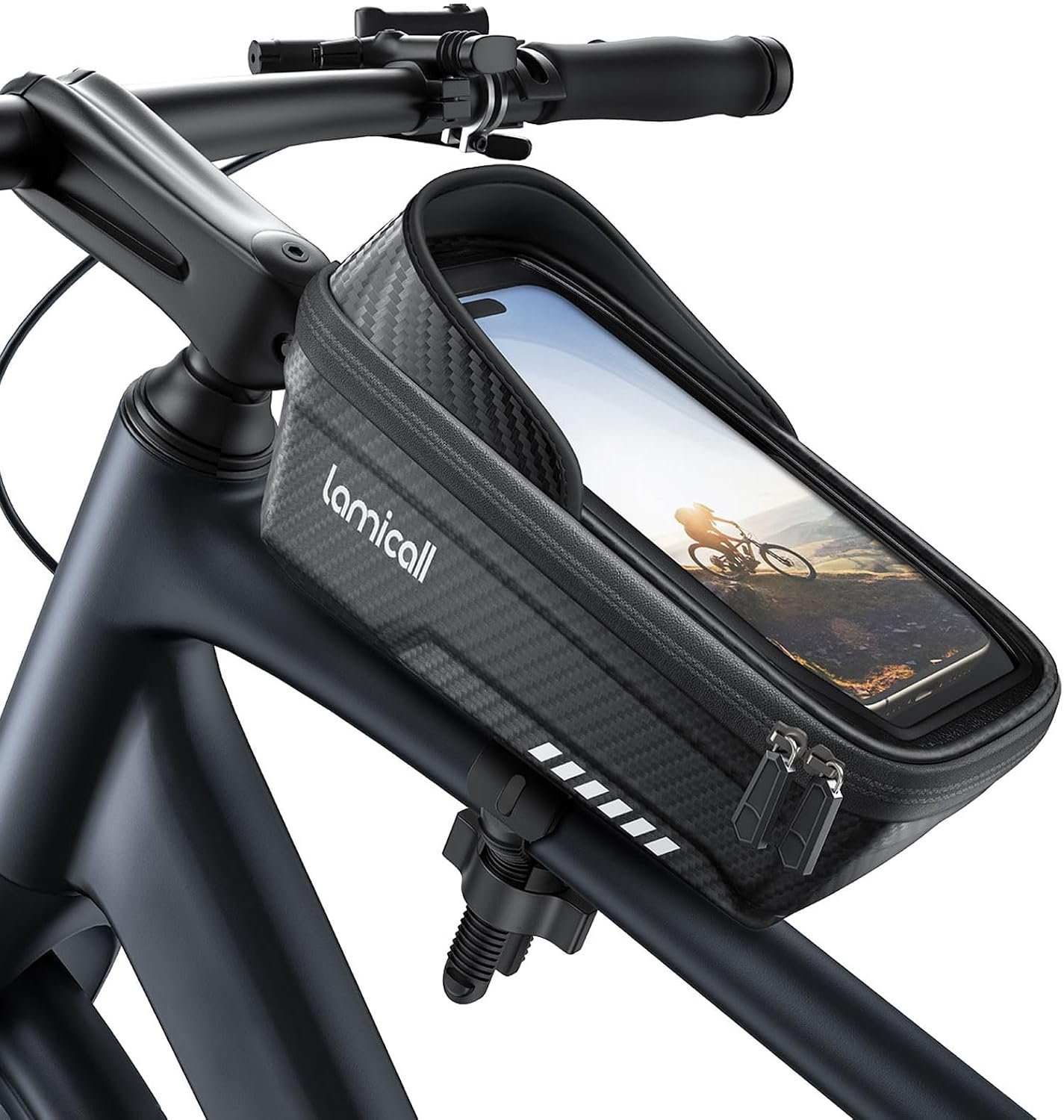 Lamicall Bike Frame Bag Waterproof – [1s Release] Bike Phone Mount Holder