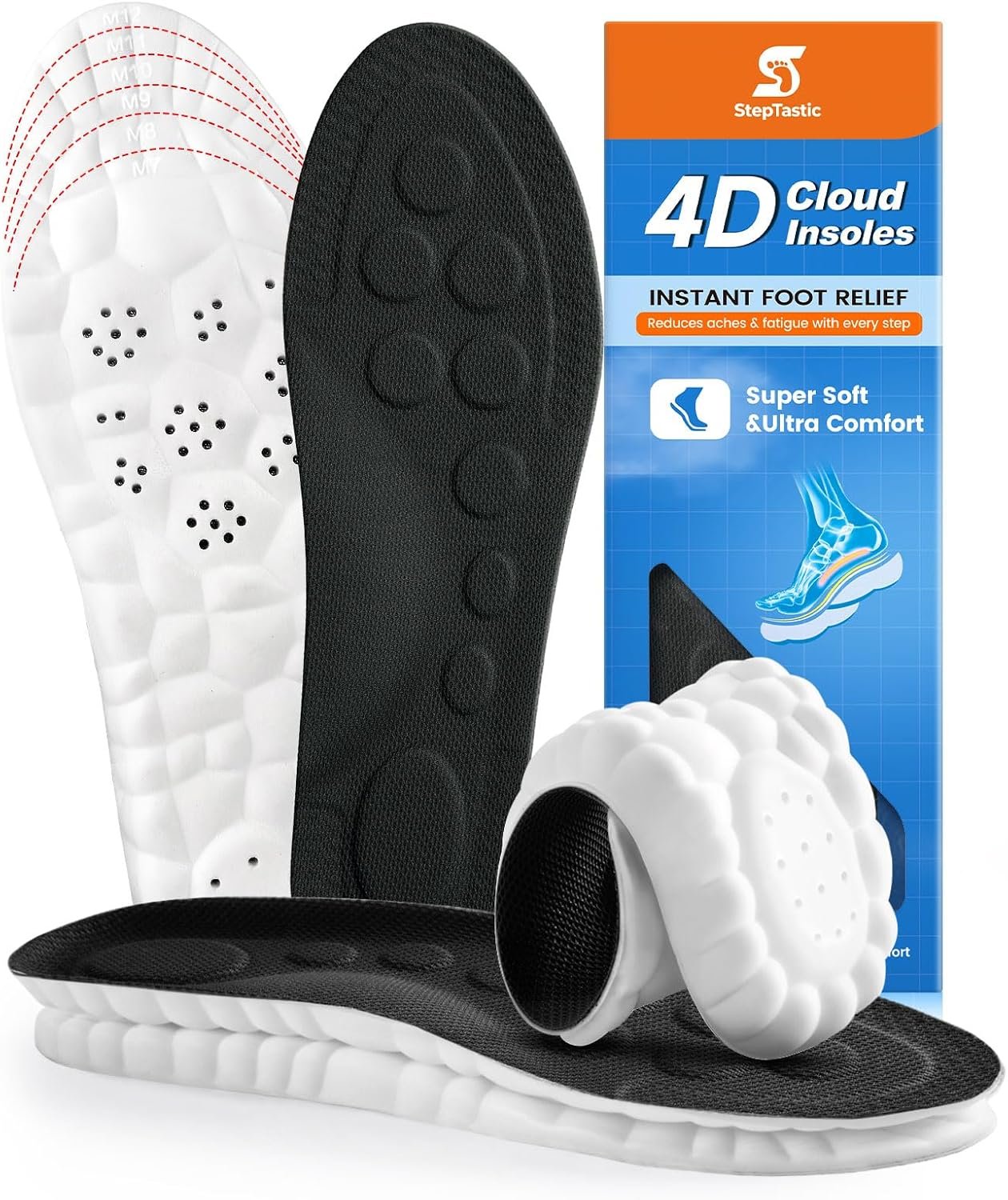 Insoles, 4D Cloud Insoles for Men and Women, Shock Absorbing