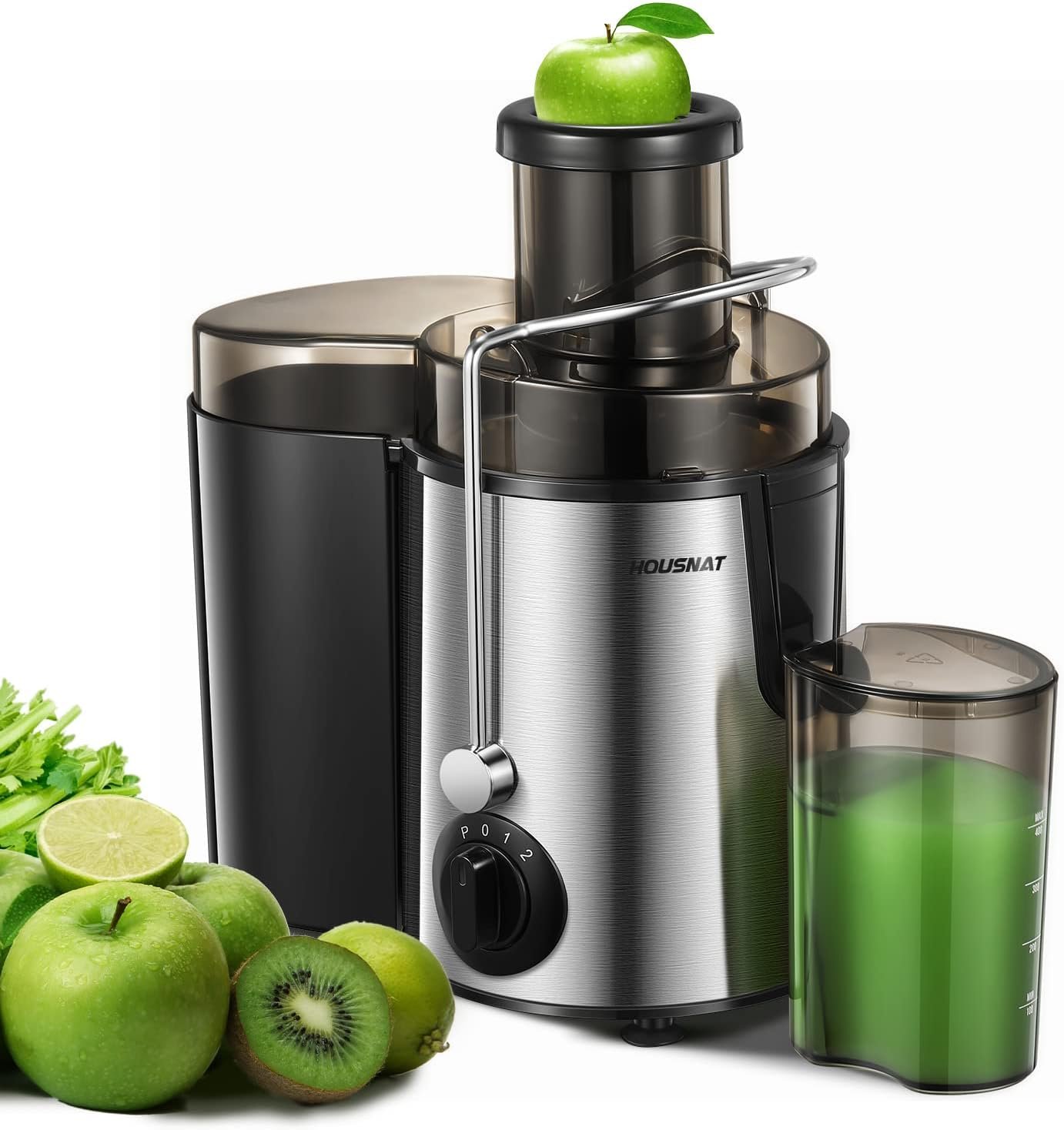HOUSNAT Juicer Machines for Whole Fruit and Vegetables, 3 Speed Setting