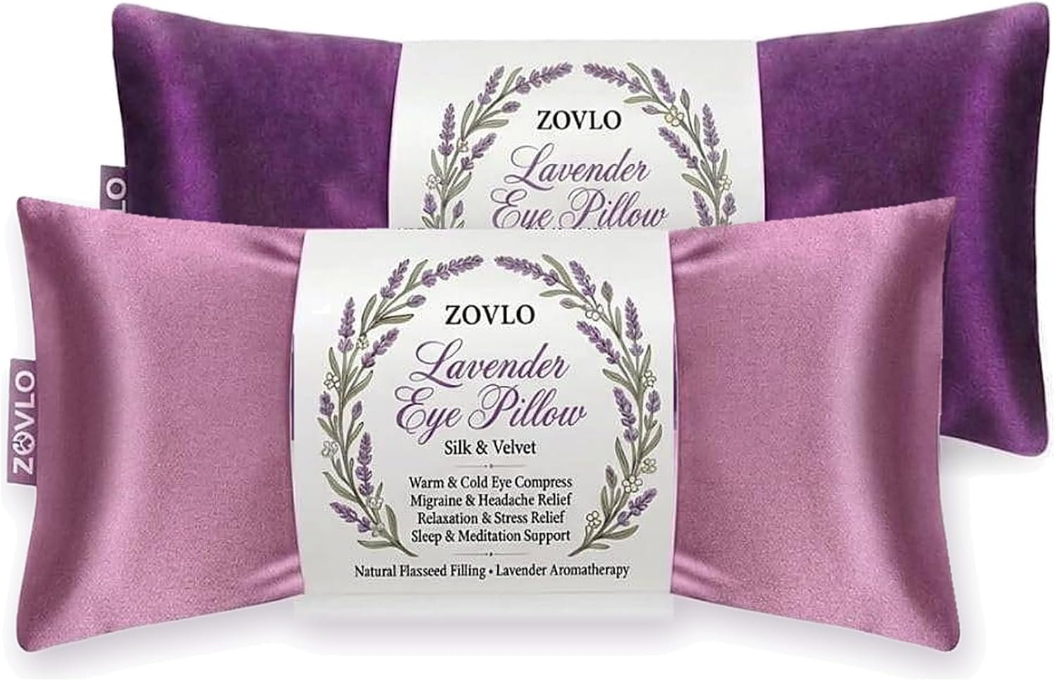 Lavender Eye Pillow for Relaxation & Sleeping – Aromatherapy Eye Pillow with Flax Seed & Lavender, Hot Cold Compress, Lavender Eye Mask, Yoga Eye Pillow Weighted for Migraine Sinus Stress Relief