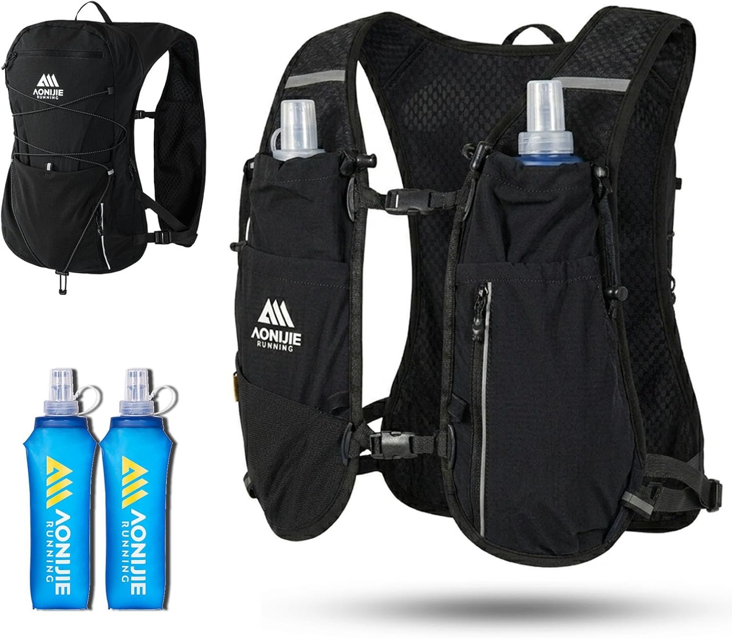AONIJIE 12L Running Hydration Vest for Men Women 2 Pcs 500ml Soft Flask