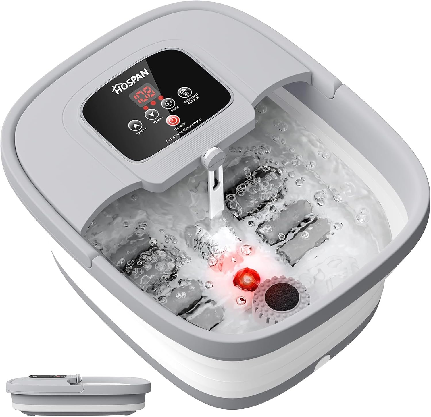 HOSPAN Collapsible Foot Spa, Foot Bath Massager with Heat, Bubble & Massage