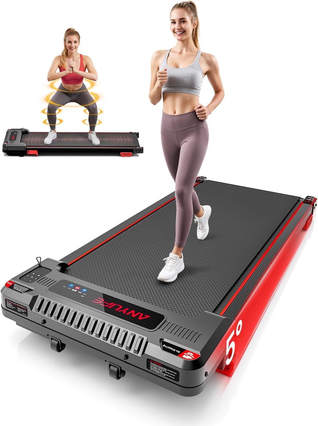 Walking Pad Treadmill,Anylife Walking Pad Treadmill with Incline, 2.5HP Compact Treadmills for Home, Low Noise Under Desk Walking Pads with Vibration Mode, LED Display, Remote Control