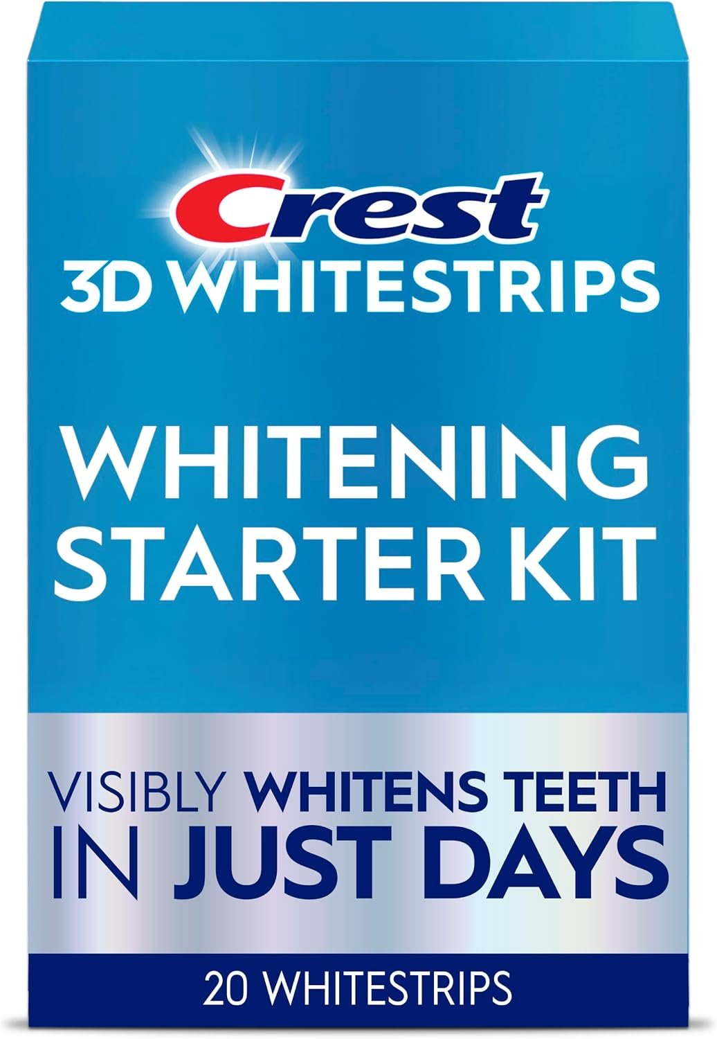Crest 3D Whitestrips Whitening Starter Kit – Teeth Whitening Kit, 10 Treatments, Each with 1 Upper/1Lower, 20 Strips – Crest 3DWhite Teeth Whitening Strips