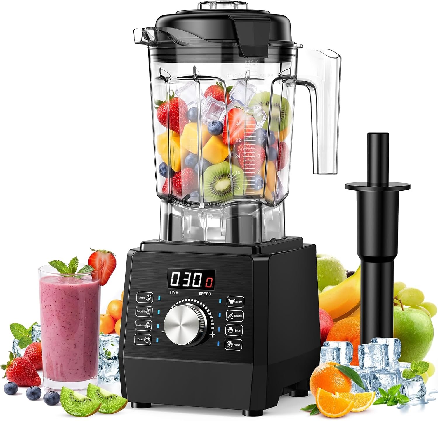 1800W Countertop Blenders for Kitchen, Blender for Smoothie with 70 oz BPA-Free Pitcher, 25000 RPM Smoothie Blender with 6 Presets, Multiple Speeds, Time Setting, Pulse for Milkshakes,Ice Crushing