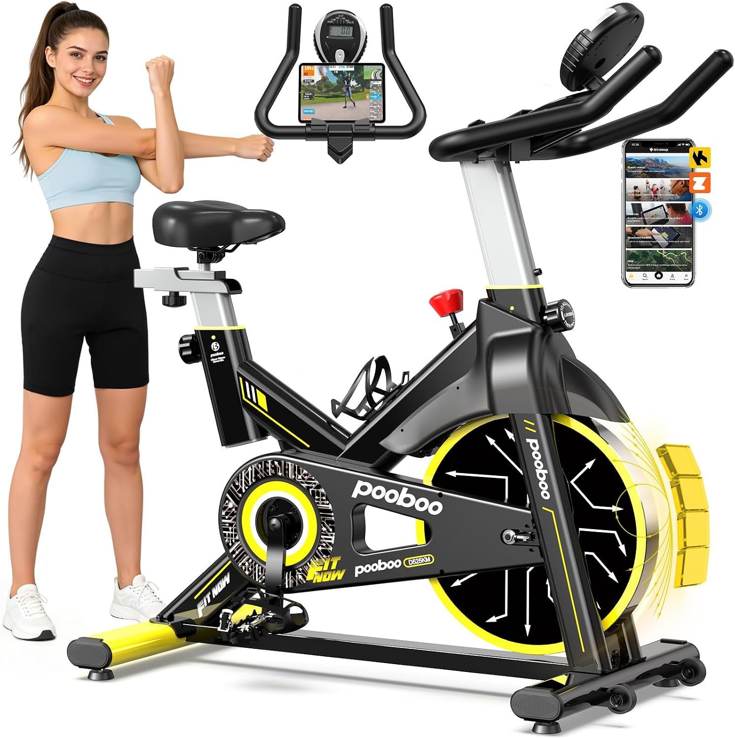 Stationary Exercise Bike for home, Magnetic Resistance, Silence & Smart App