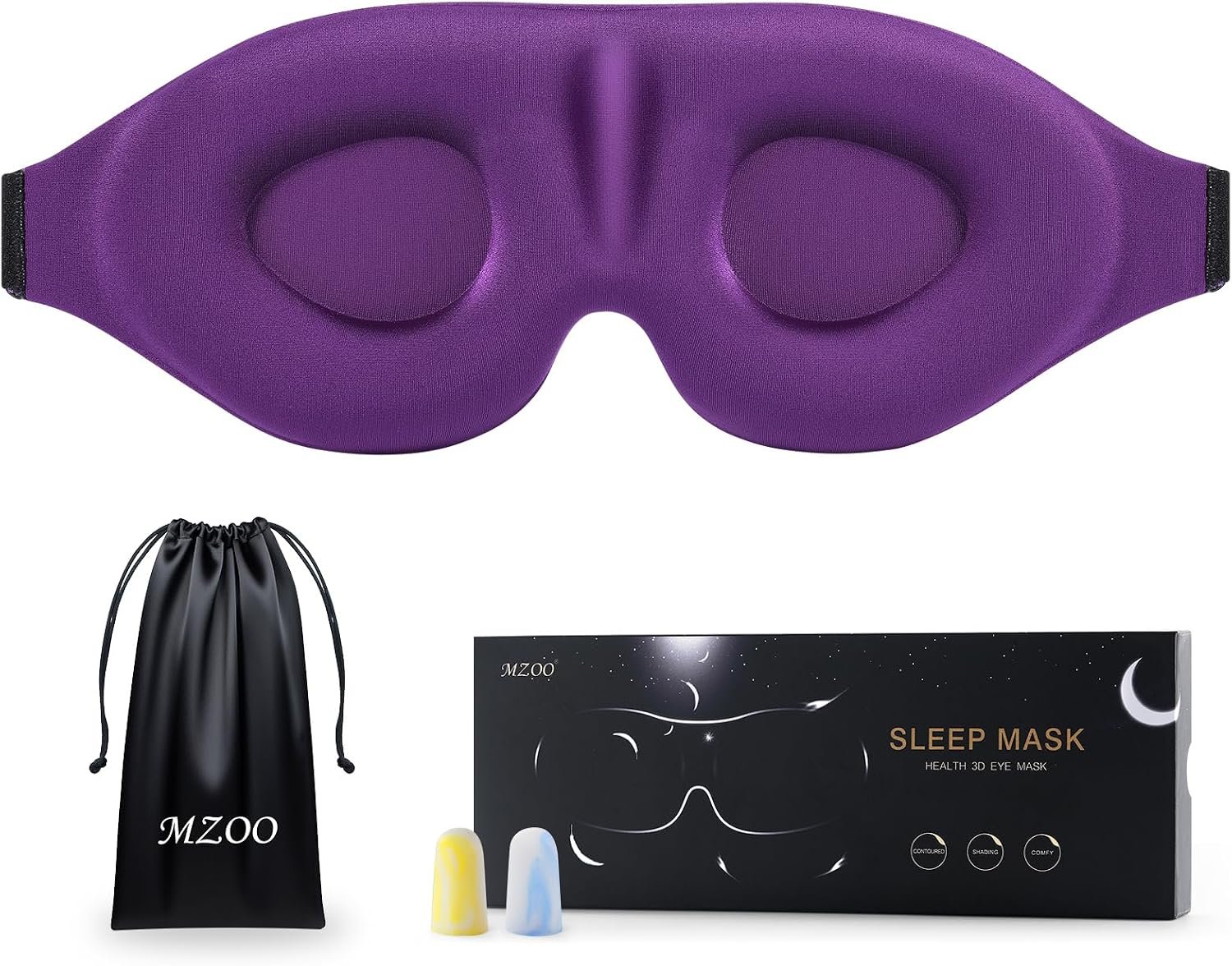 MZOO Luxury Sleep Mask for Women Men Patented Light Blocking Design